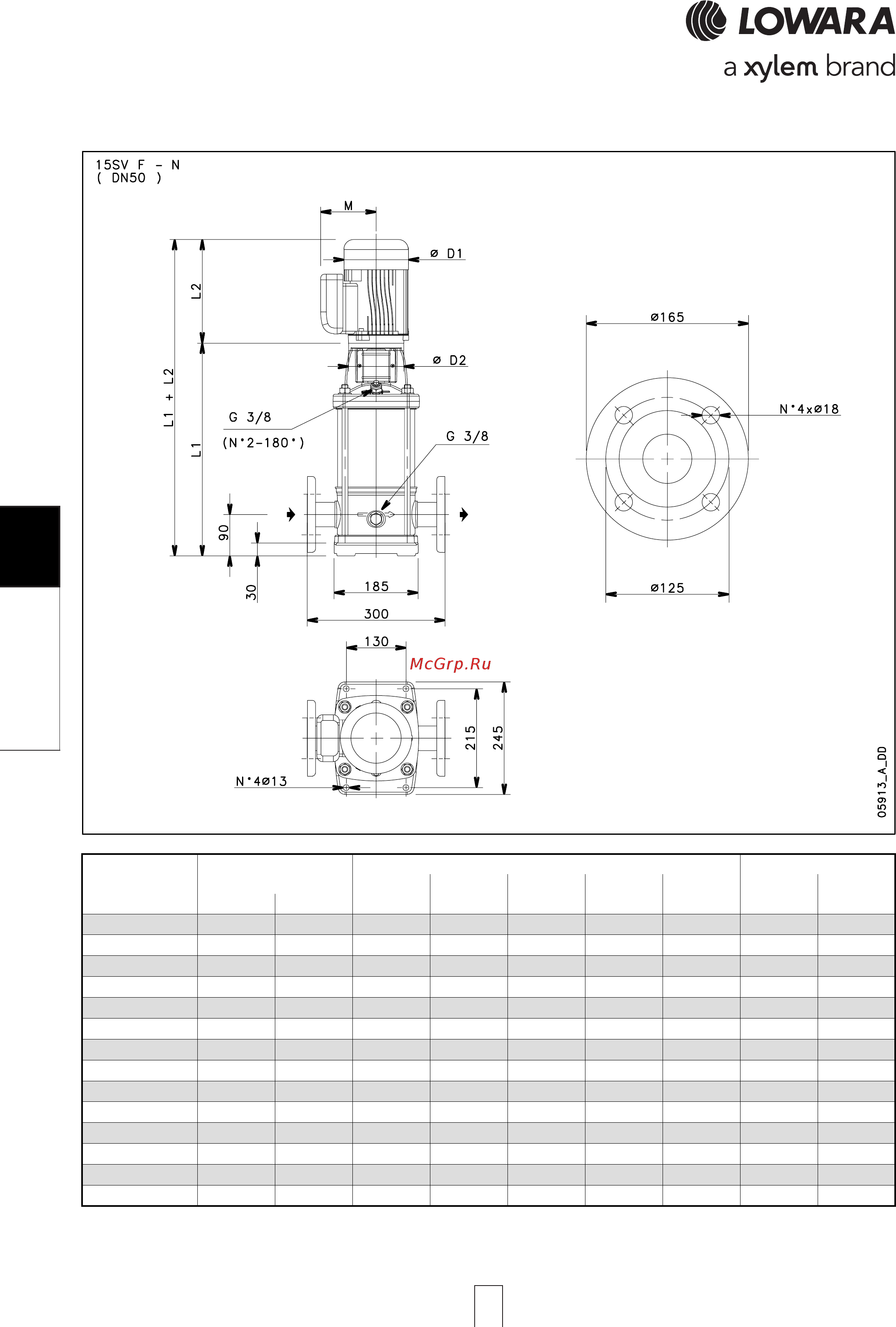 Lowara e-SV 15SV15FL150T [196/264] Sv series 15sv series 15sv series 15sv series 15sv series dimensions and weights a dimensions and weights a dimensions and weights a dimensions and weights a dimensions and weights at 60 hz t 60 hz t 60 hz t 60 hz t 60 hz 4 pole 4 pole 4 pole 4 pole 4 pole