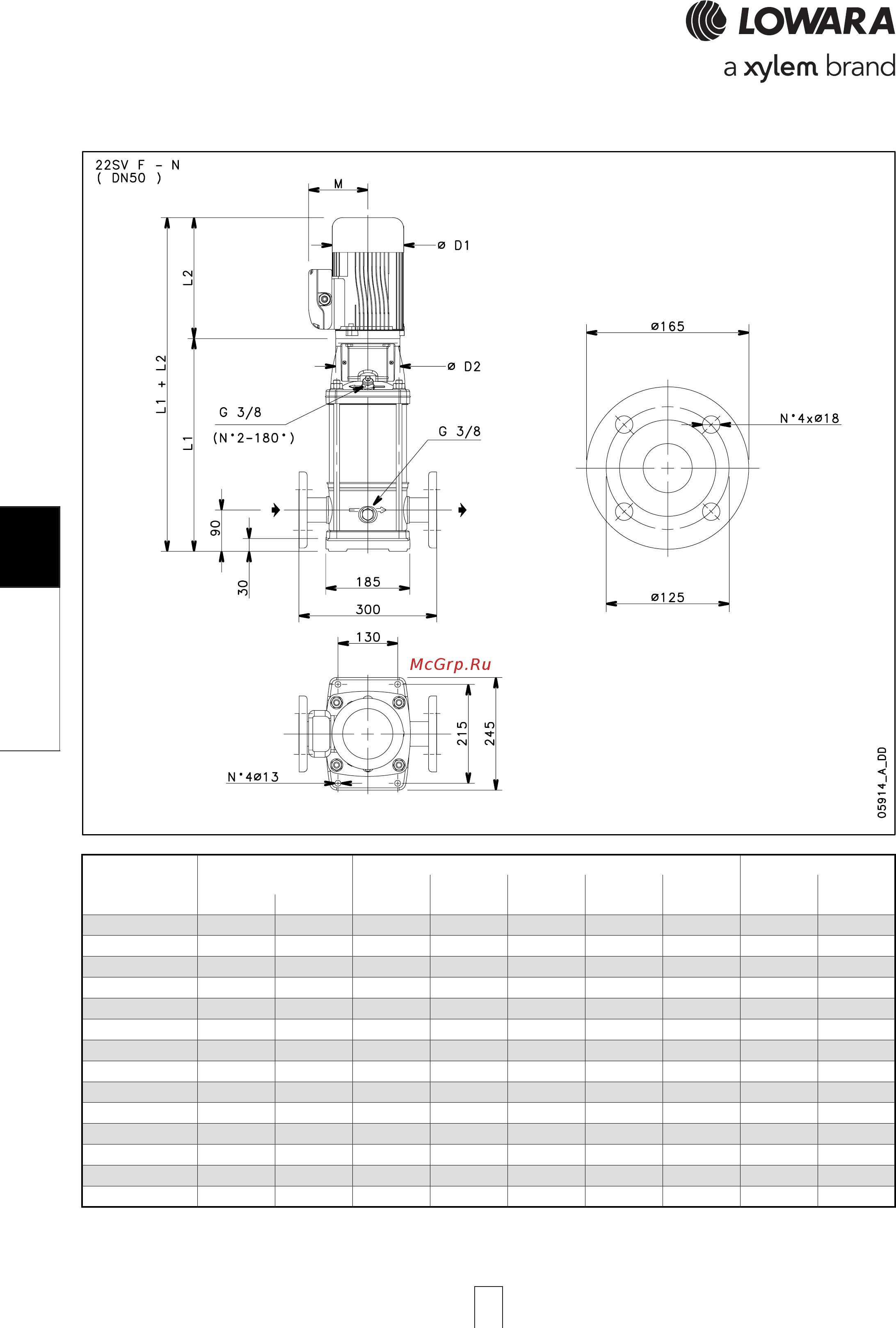 Lowara e-SV 10SV13FL055T [198/264] Sv series 22sv series 22sv series 22sv series 22sv series dimensions and weights a dimensions and weights a dimensions and weights a dimensions and weights a dimensions and weights at 60 hz t 60 hz t 60 hz t 60 hz t 60 hz 4 pole 4 pole 4 pole 4 pole 4 pole