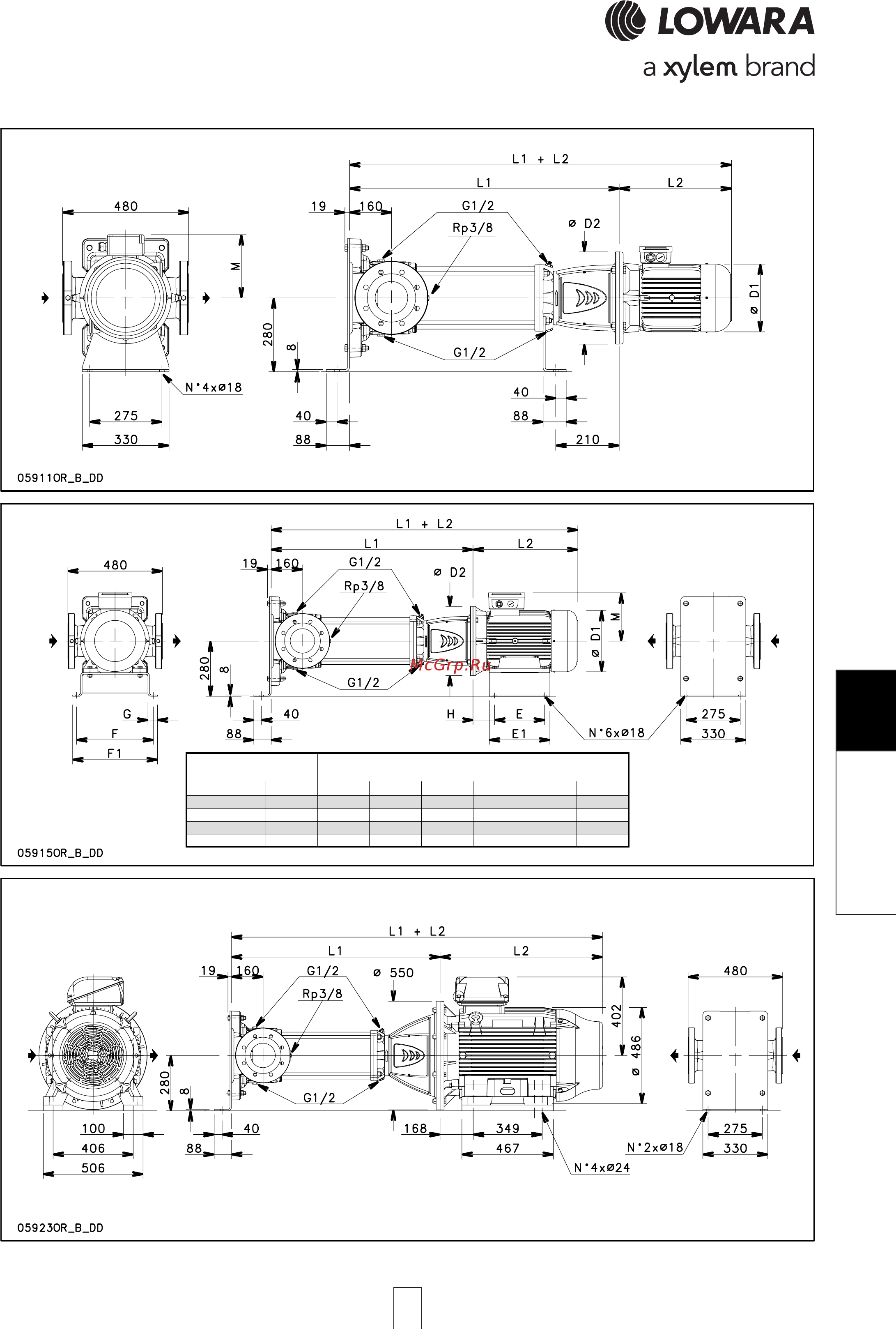 Lowara e-SV 46SV11/2AGL450T [217/264] Sv horizont 125sv horizont 125sv horizont 125sv horizont 125sv horizontal version al version al version al version al version