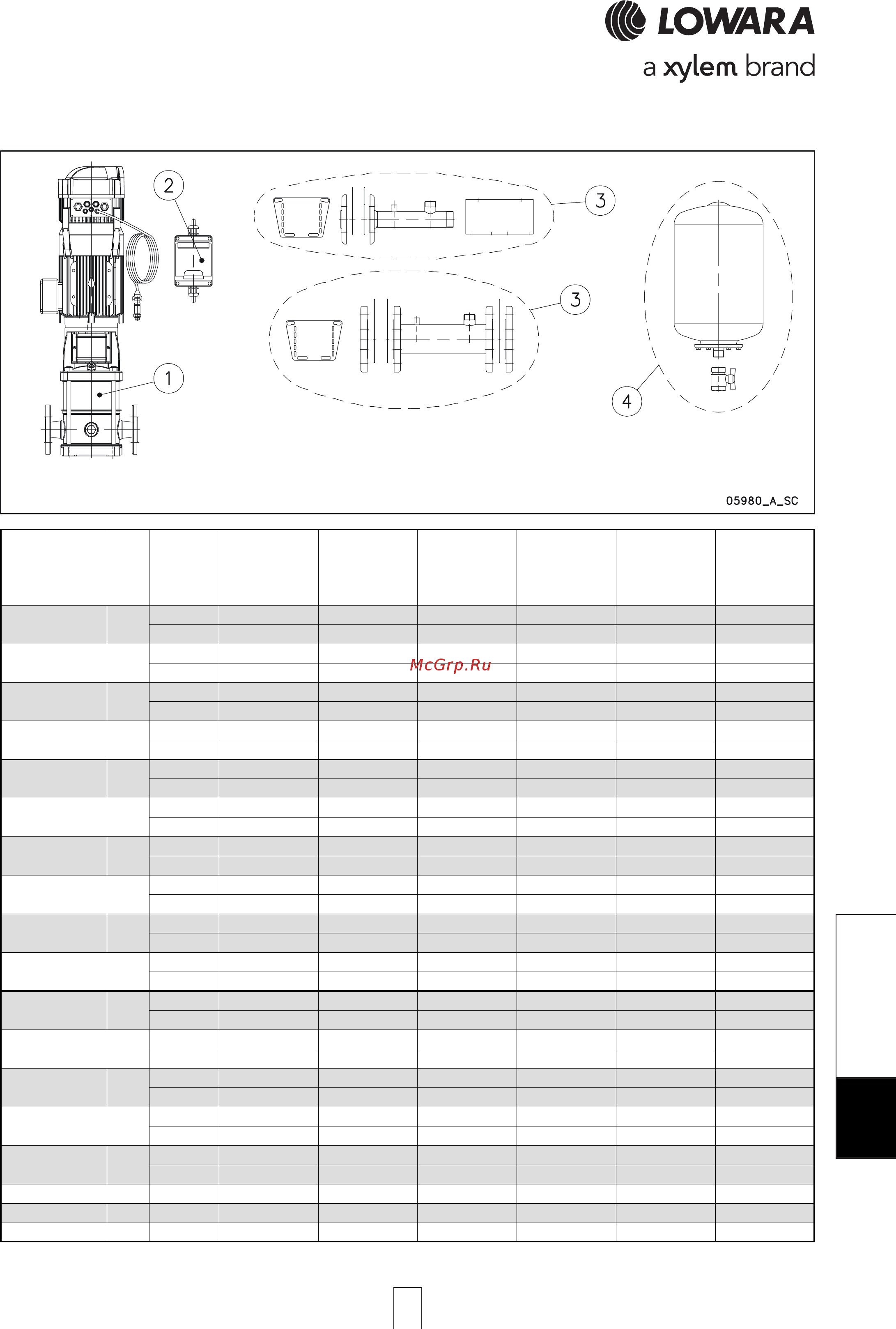 Lowara e-SV 33SV2/1AGL055T [243/264] G svh kit g svh kit g svh kit g svh kit g svh kit tttttable of components able of components able of components able of components able of components