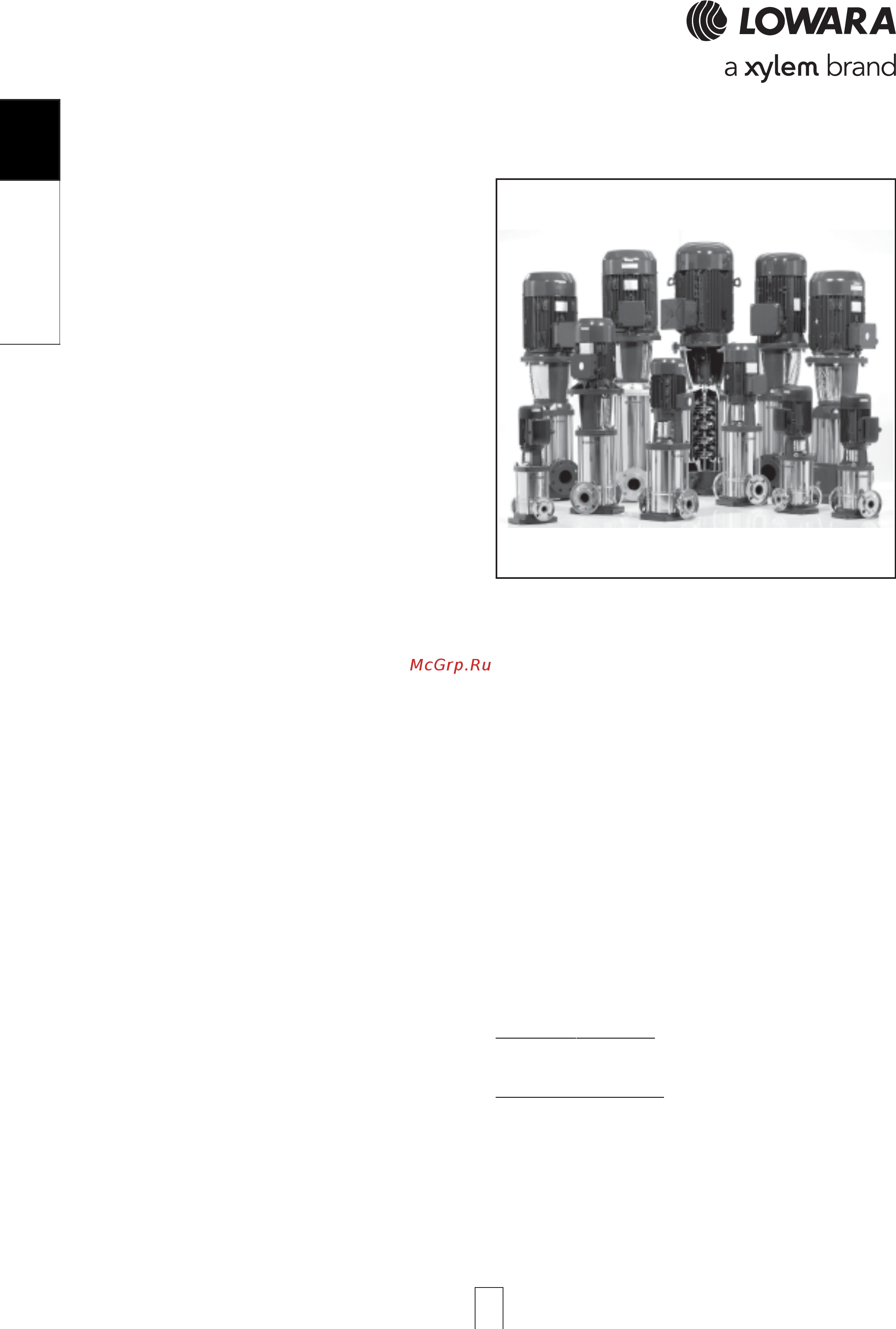 Lowara e-SV 125SV4GH300T [6/264] E sv series special versions e sv series special versions e sv series special versions e sv series special versions e sv series special versions
