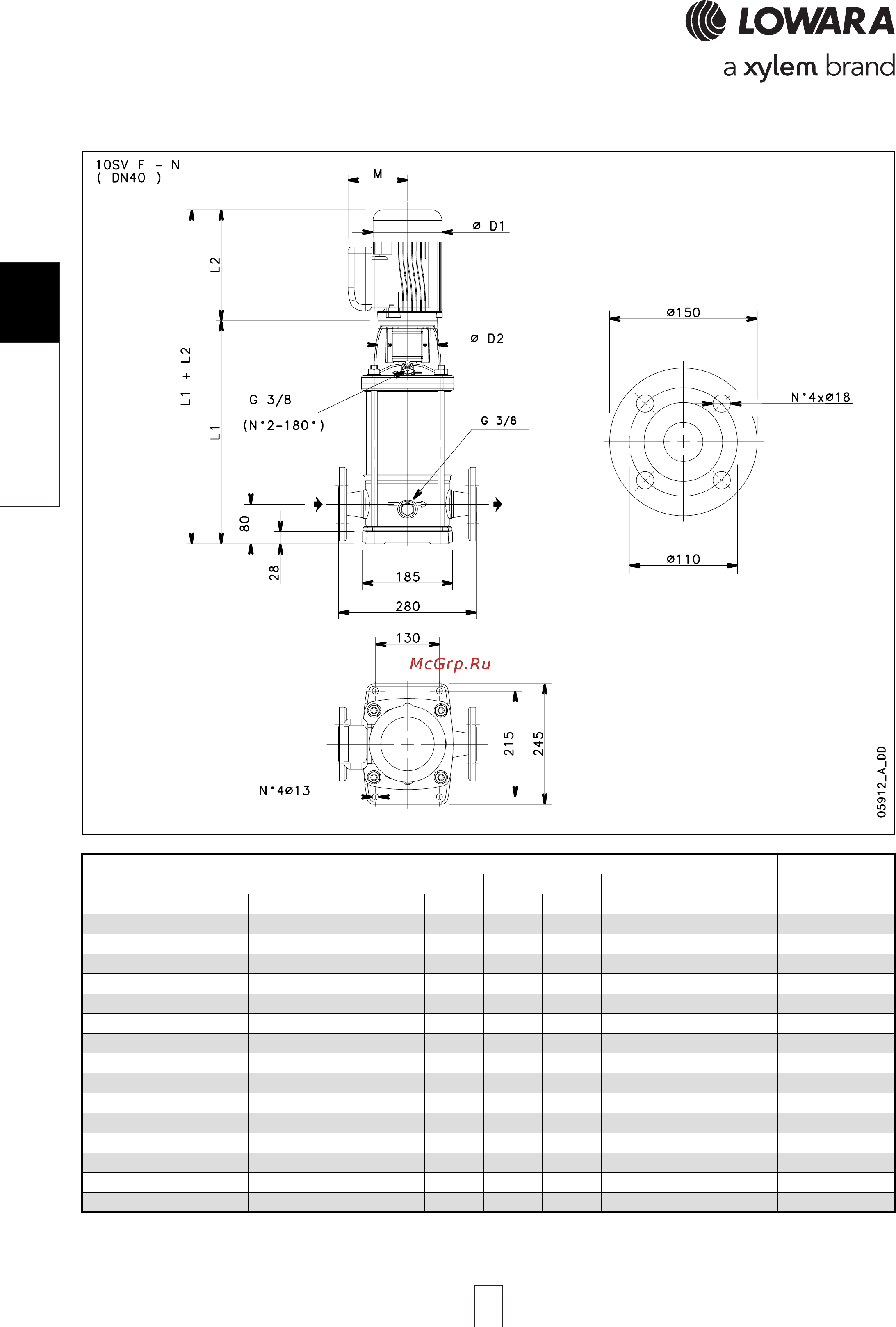 Lowara e-SV 15SV17FL150T [94/264] Sv 10sv 10sv 10sv 10sv l series l l series l l series l l series l l series low npsh ow npsh ow npsh ow npsh ow npsh dimensions and weights a dimensions and weights a dimensions and weights a dimensions and weights a dimensions and weights at 60 hz 2 pole t 60 hz 2 pole t 60 hz 2 pole t 60 hz 2 pole t 60 hz 2 pole