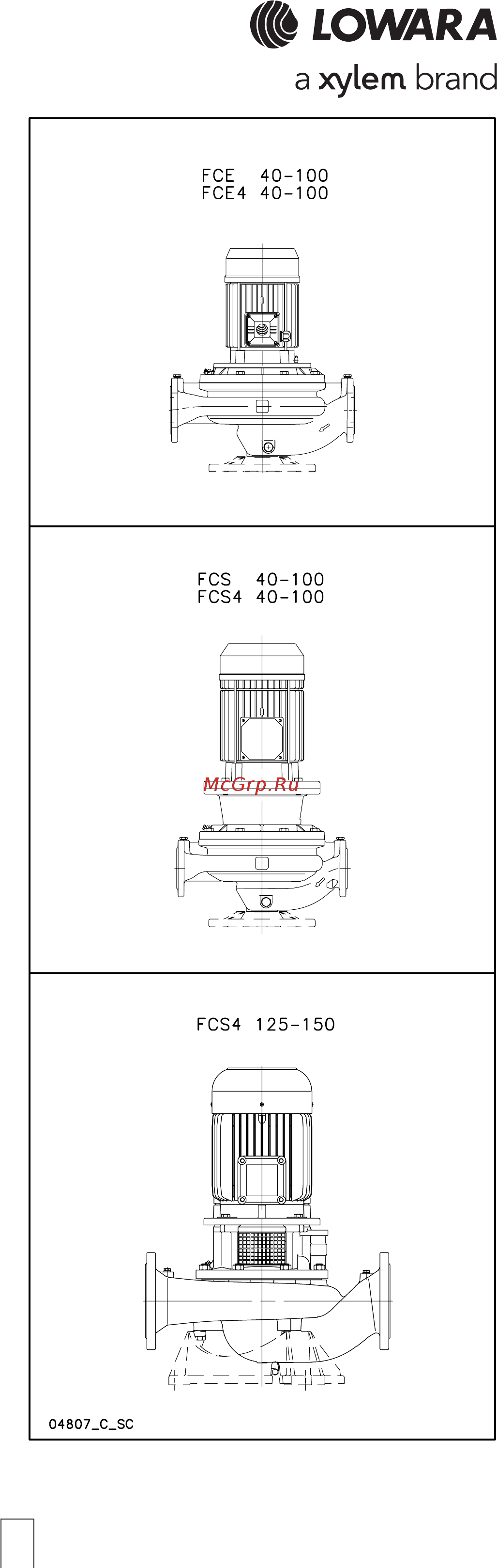 Lowara FC TE4 100-160/15/P Технические характеристики онлайн [6/132] 492309
