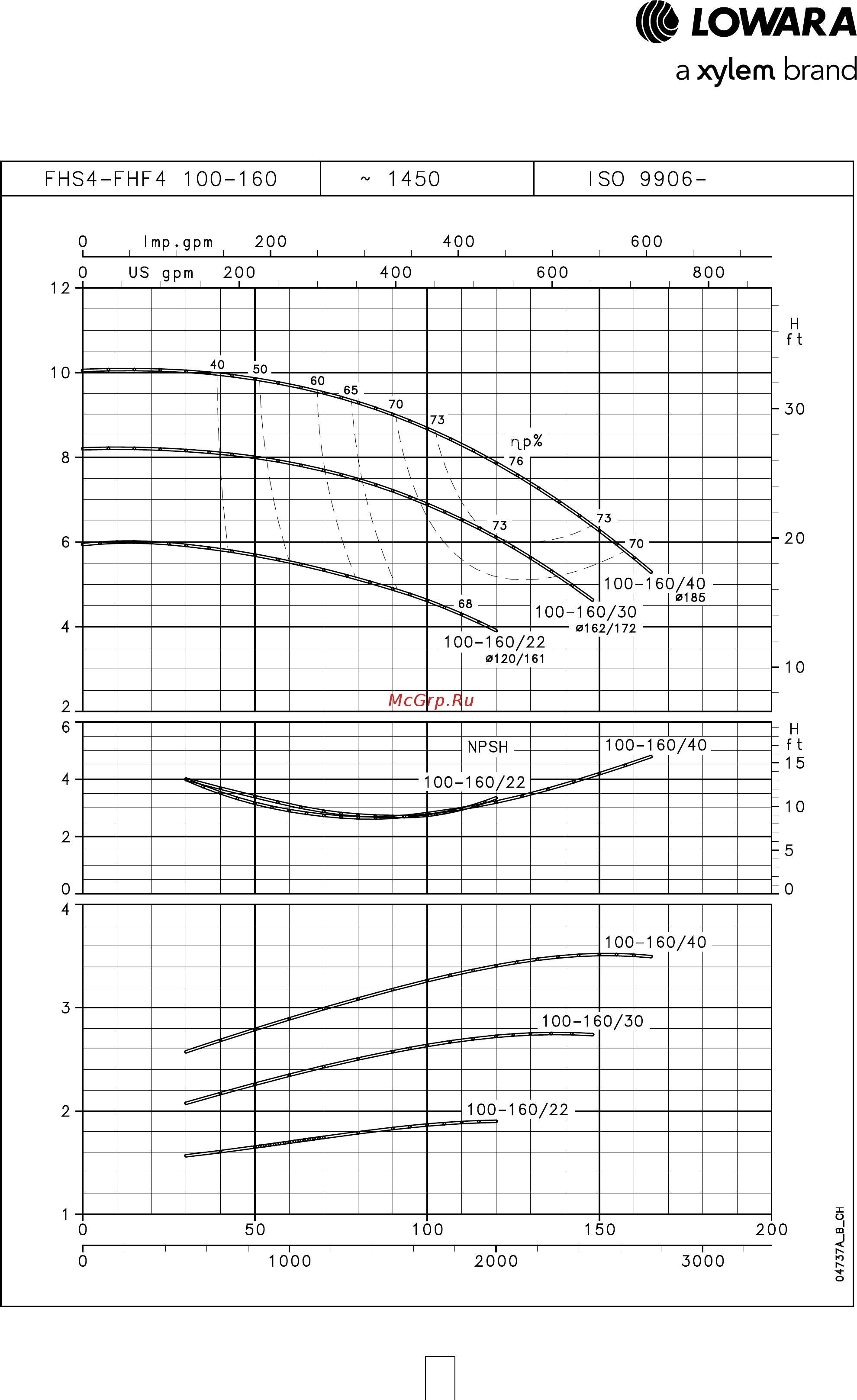 Lowara FHE 50-125/40 [84/136] Серия fhs4 fhf4