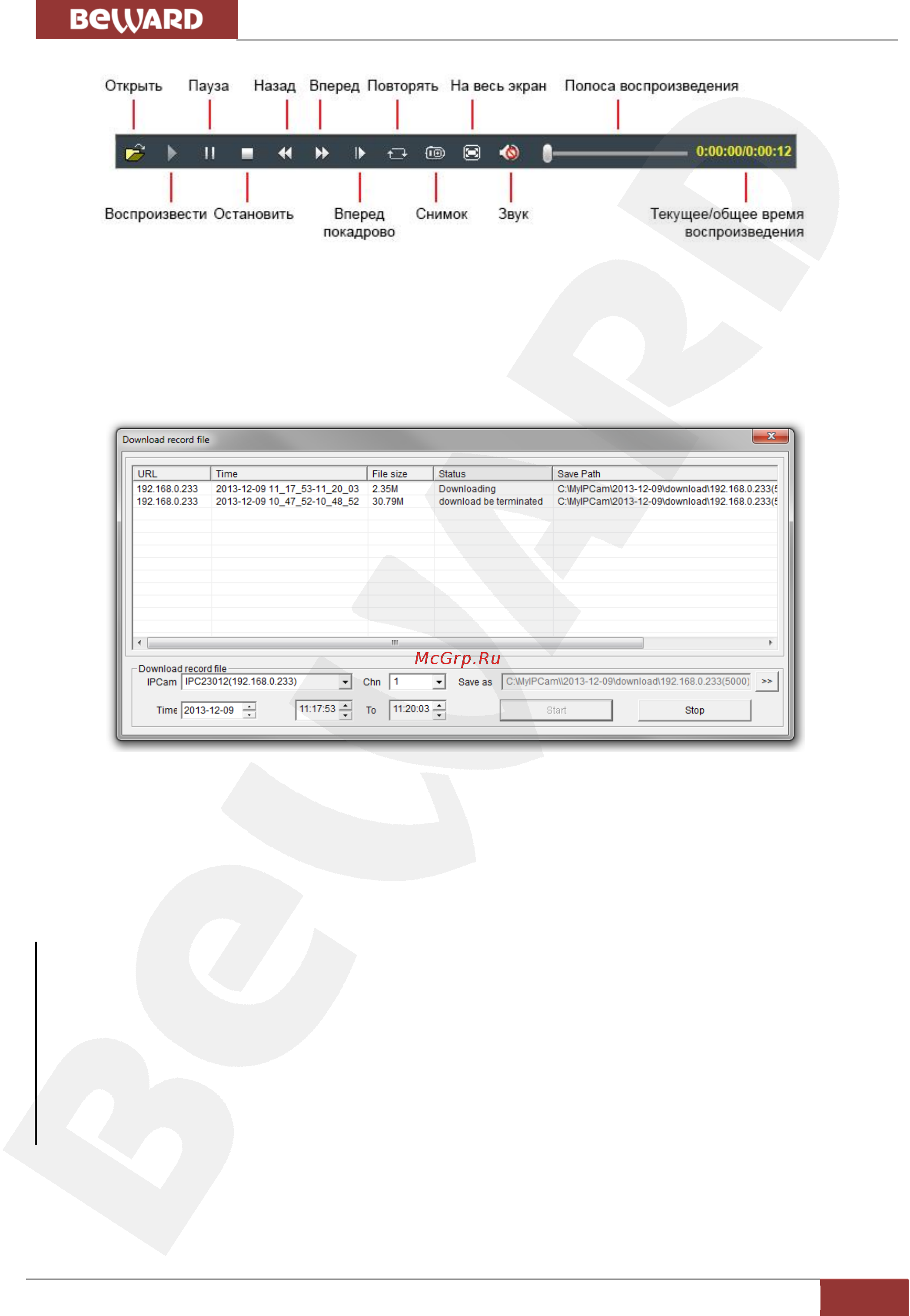 BEWARD B1510DMR [19/80] Глава 6 воспроизведение