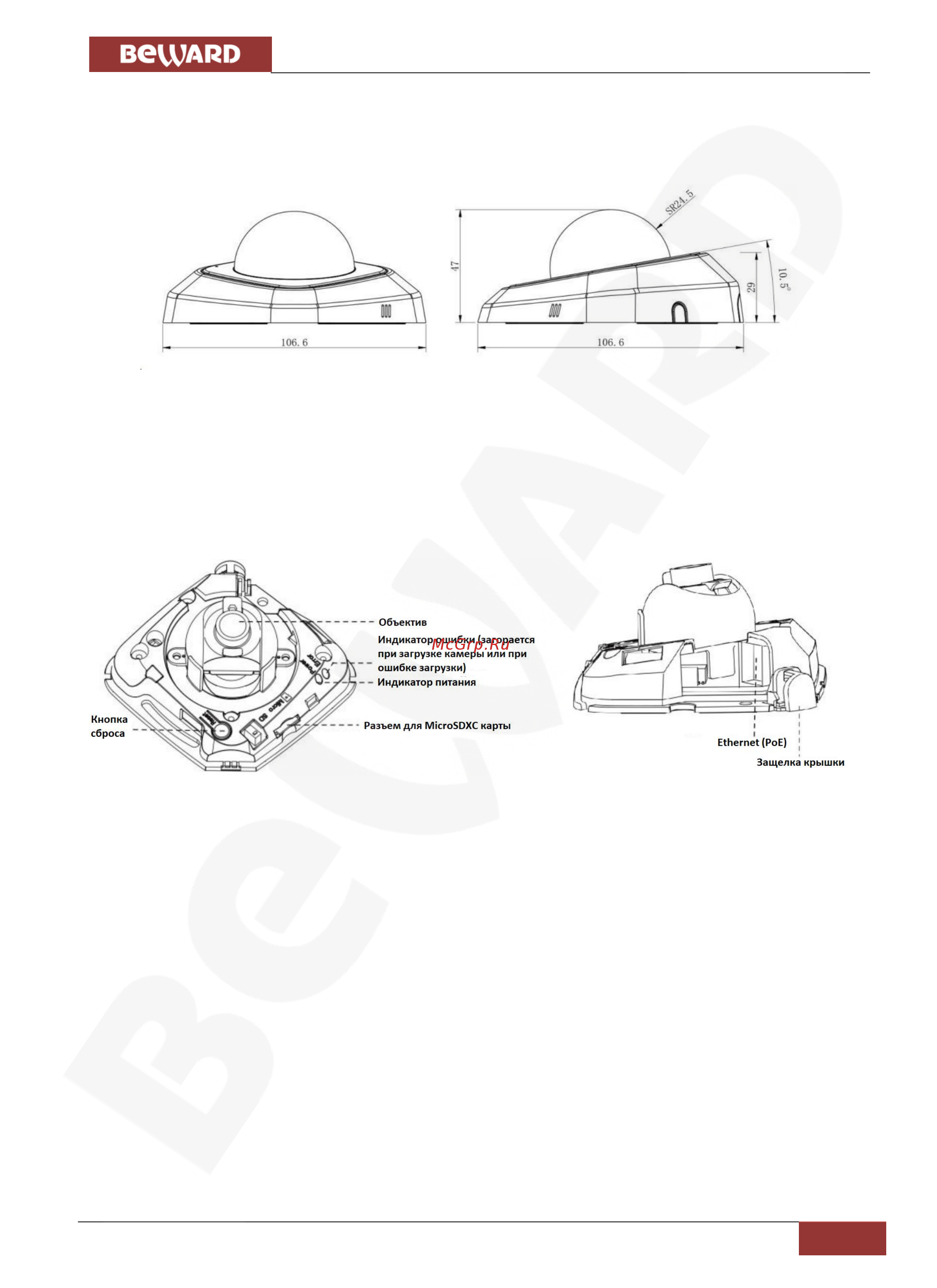 BEWARD SV3210D [8/70] Глава 3 размеры и основные элементы устройства