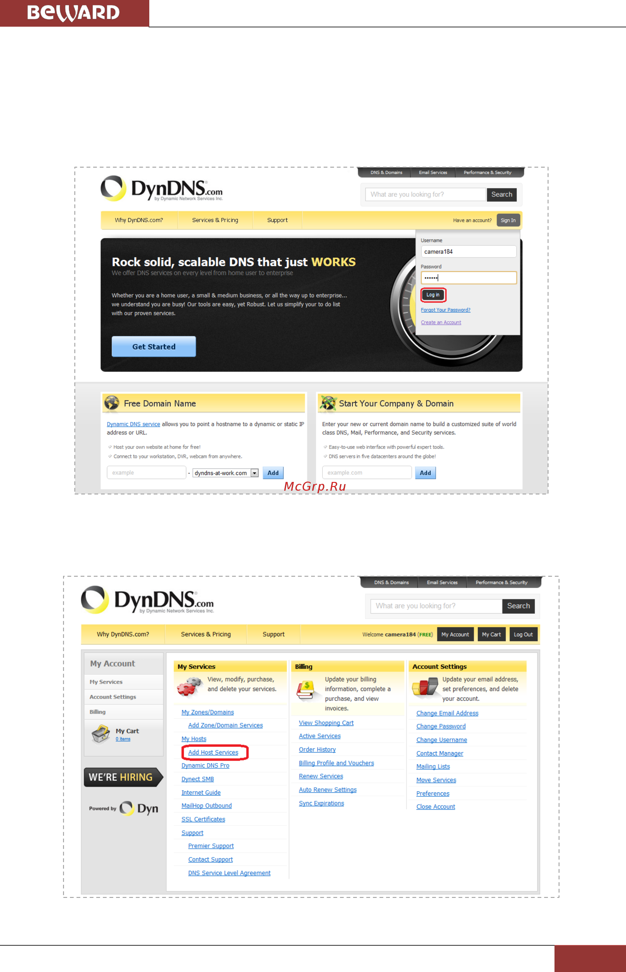 BEWARD BD4685 [103/127] D создание доменного имени на сервере dyndns