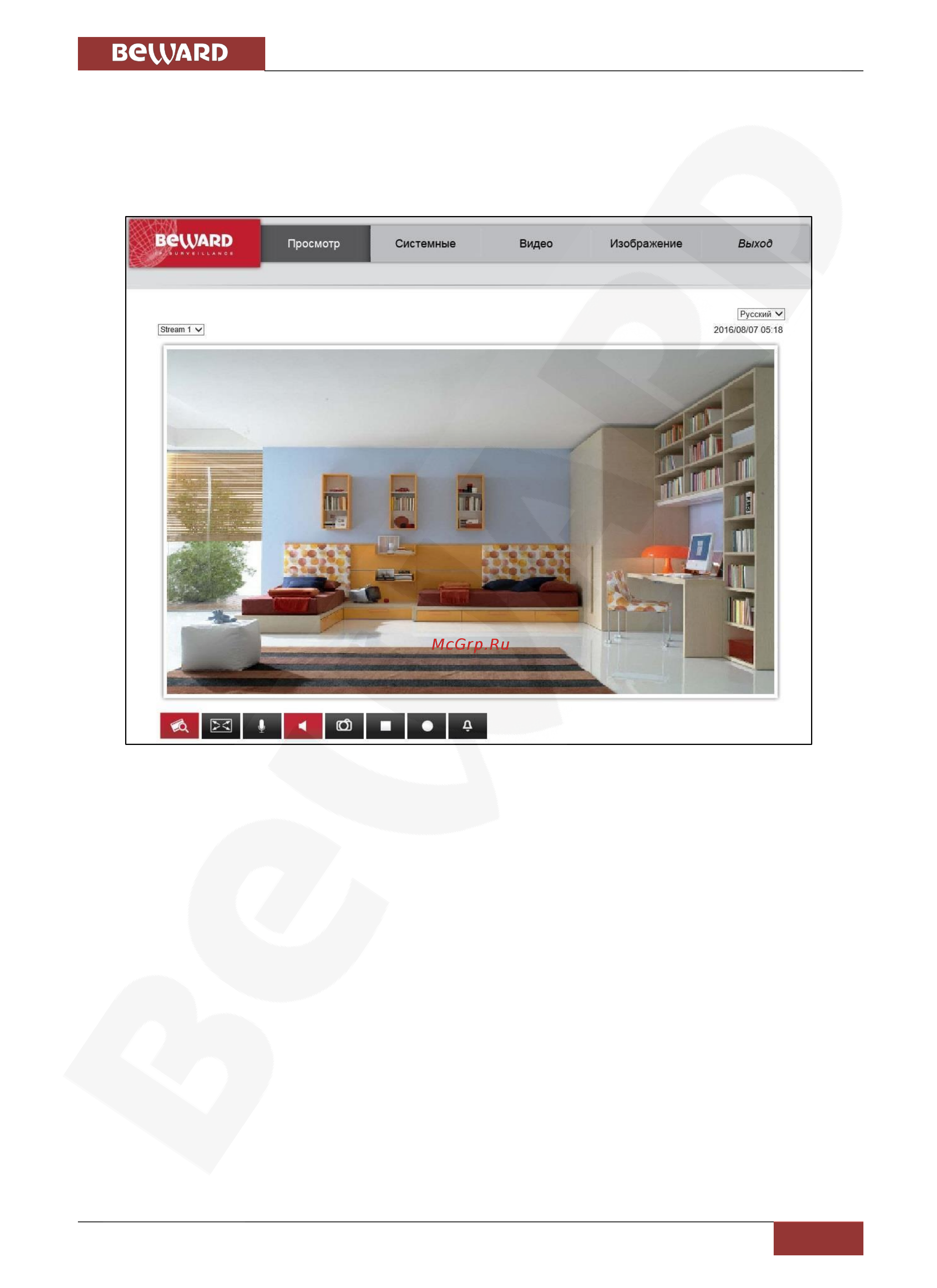 BEWARD BD4685RV [18/127] Основные функции веб интерфейса