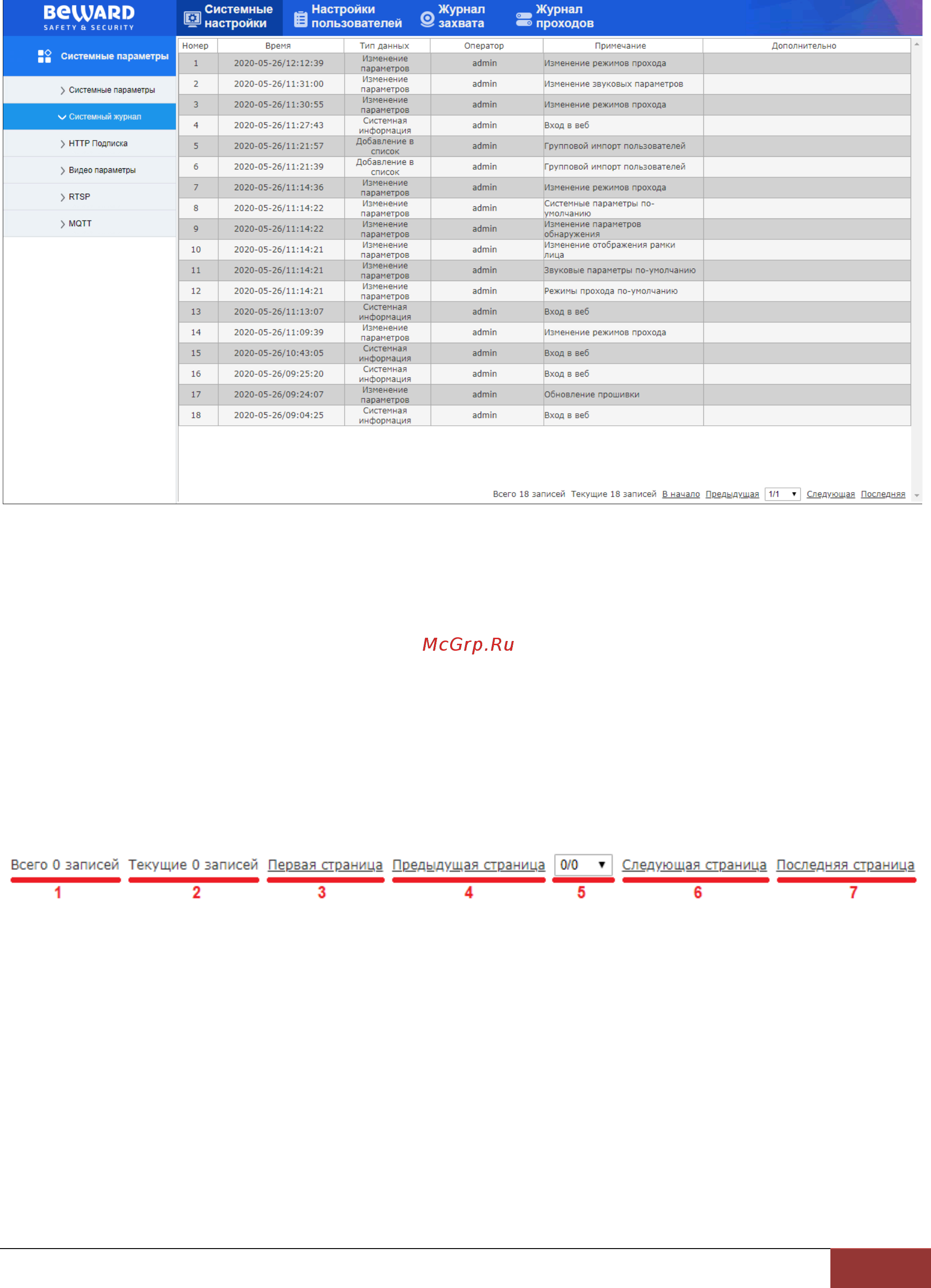 BEWARD TFR50-202 [23/61] Глава 4 системный журнал