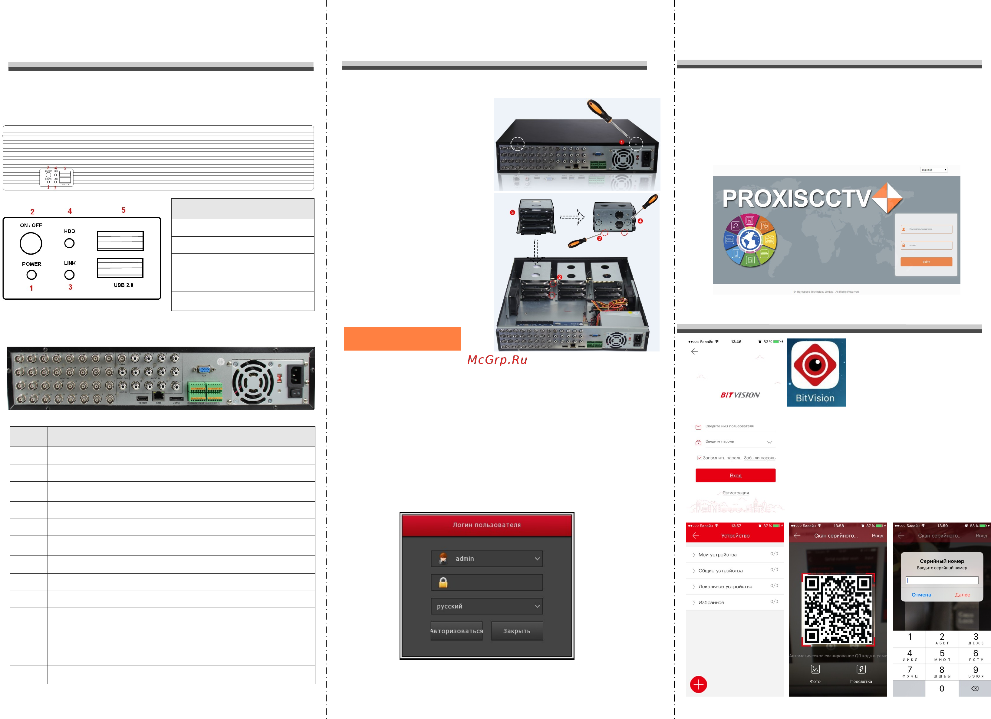 PROXISCCTV PX-HL3231 (BV) [2/2] Проставьте разрешение всему блоку настроек activex и нажмите кнопку ок введите ip адрес регистратора в адресной строке браузера после успешного подключения появится поле ввода имени и пароля имя и пароль по умолчанию admin и 12345