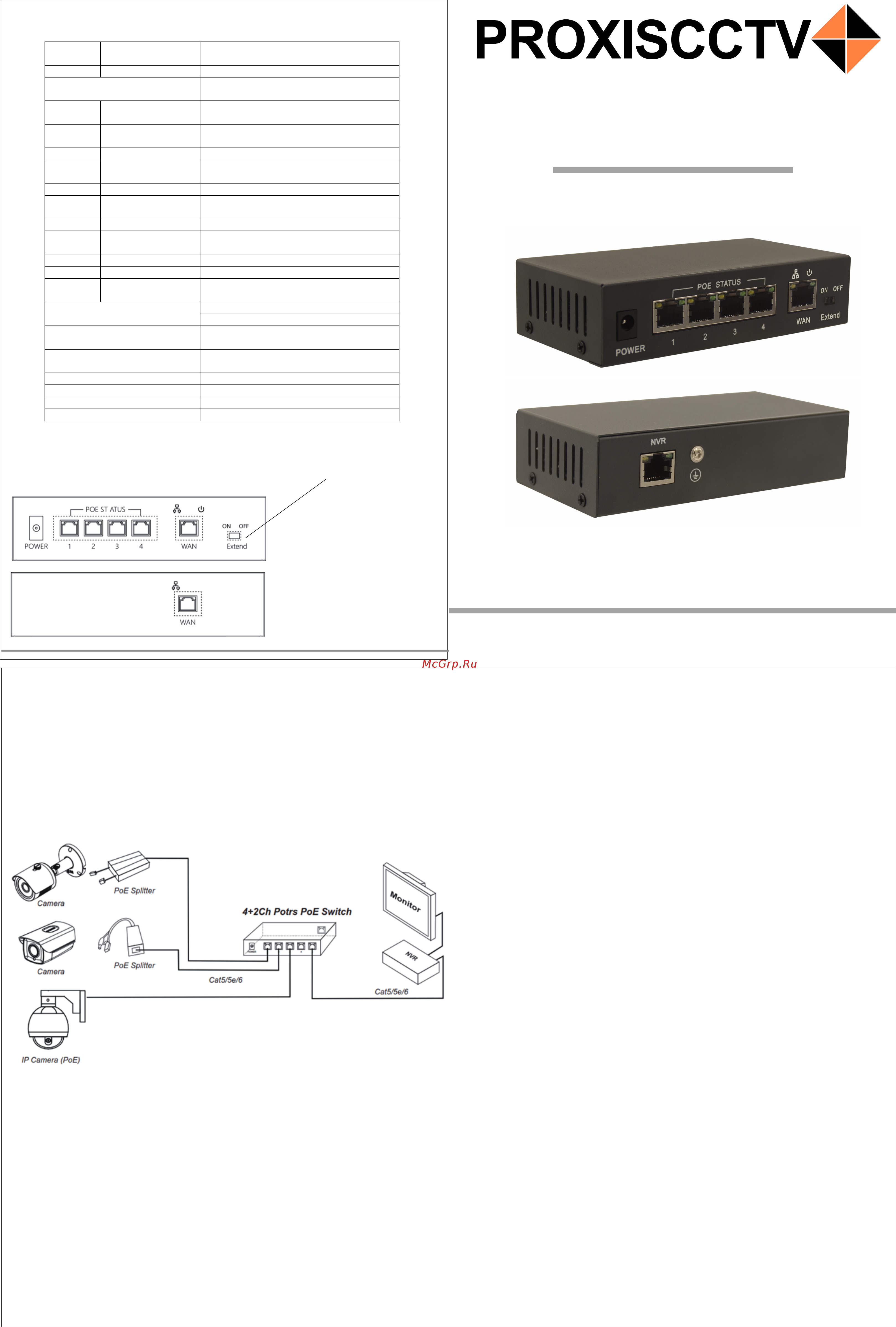 PROXISCCTV POE-412m Инструкция по эксплуатации онлайн