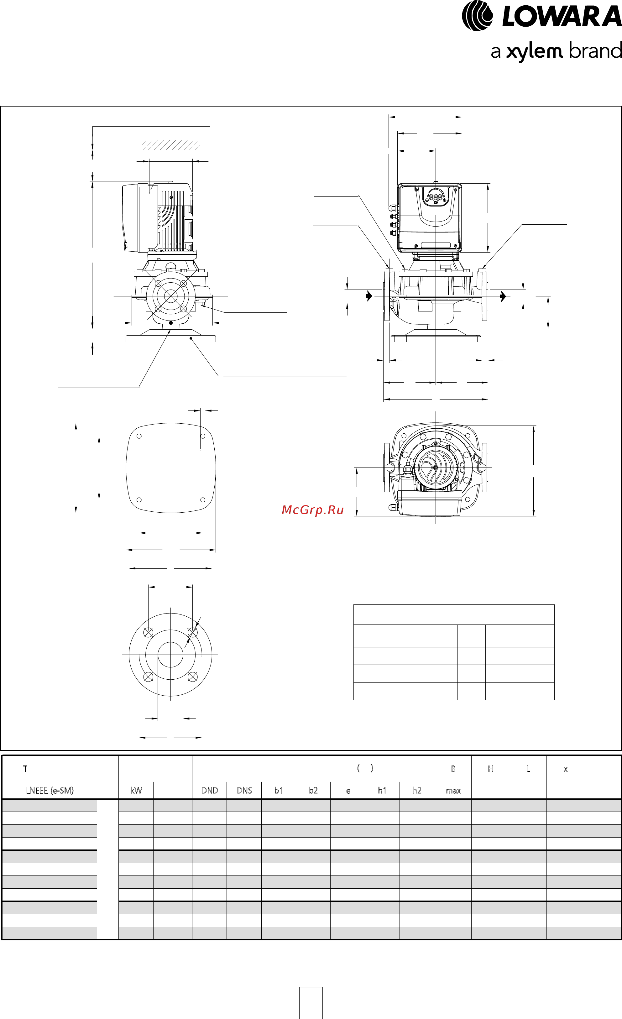 Lowara LNES 65-250/30/P45R CS4 [150/168] E lneee габариты и вес
