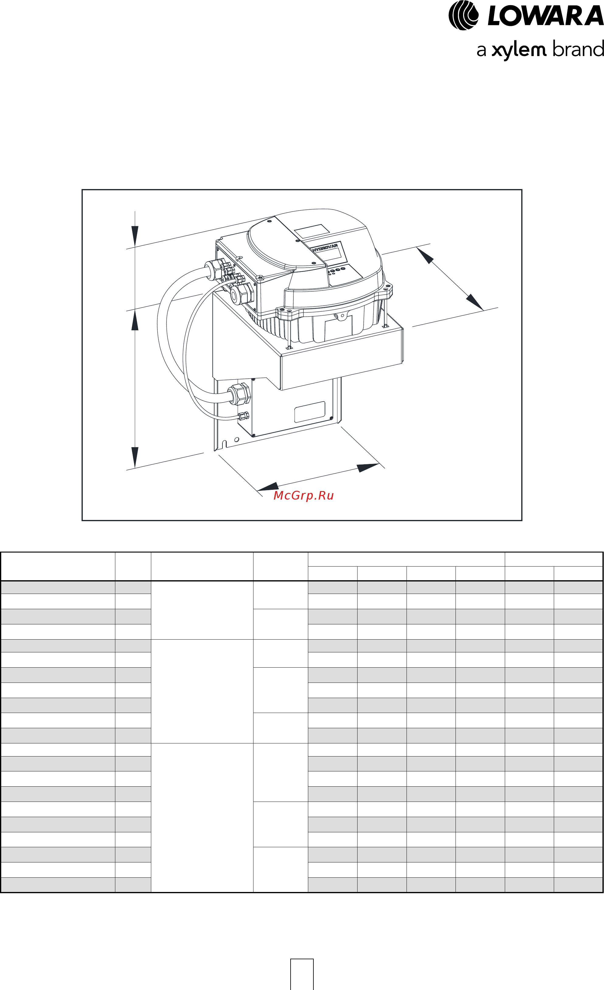 Lowara LNEEH 65-125/11/P45RCS4 [24/26] Hydrovar hvl wall mounting kit dimensions and weights