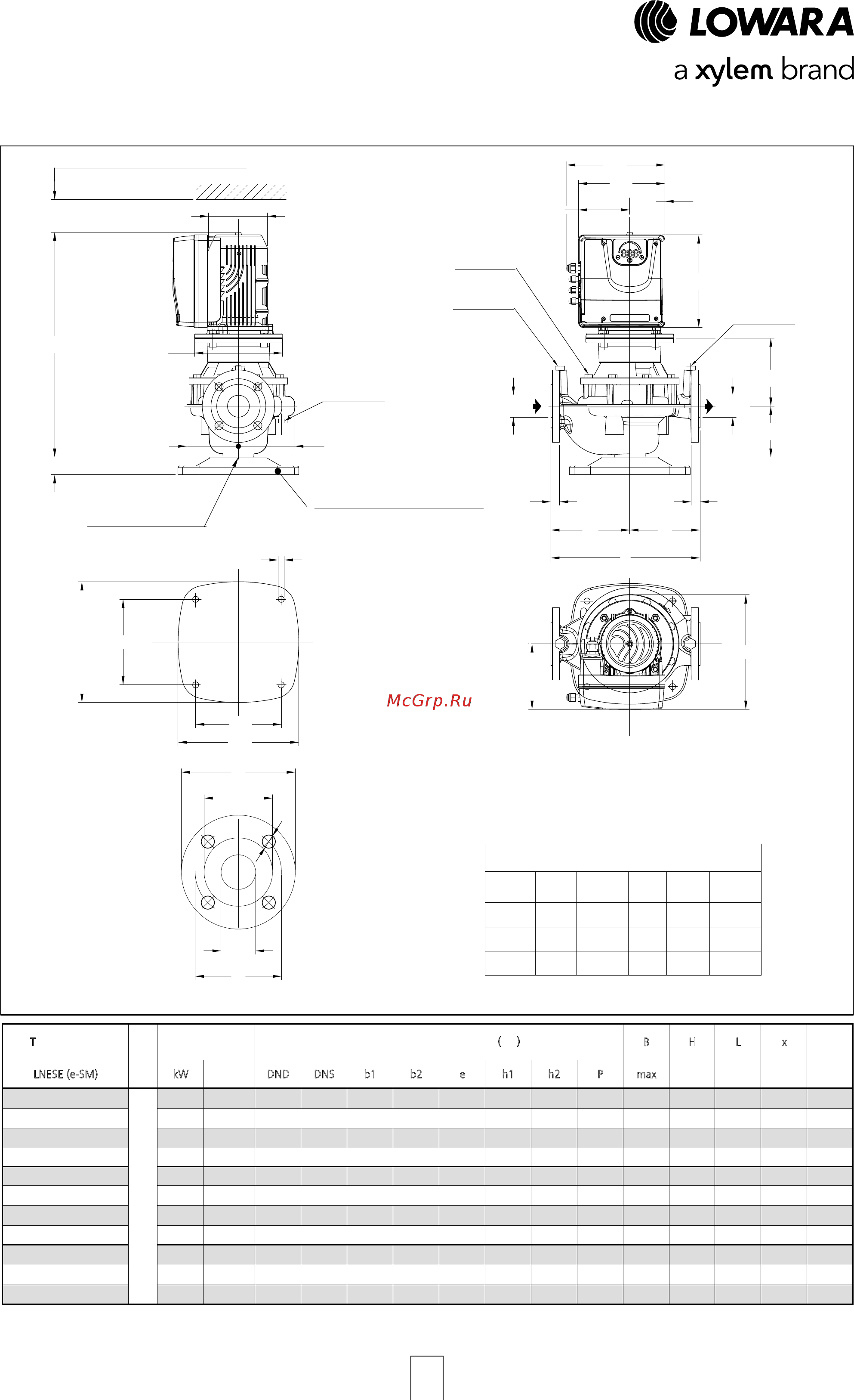 Lowara LNESH 100-200/55/P45VCC4 [151/168] E lnese габариты и вес