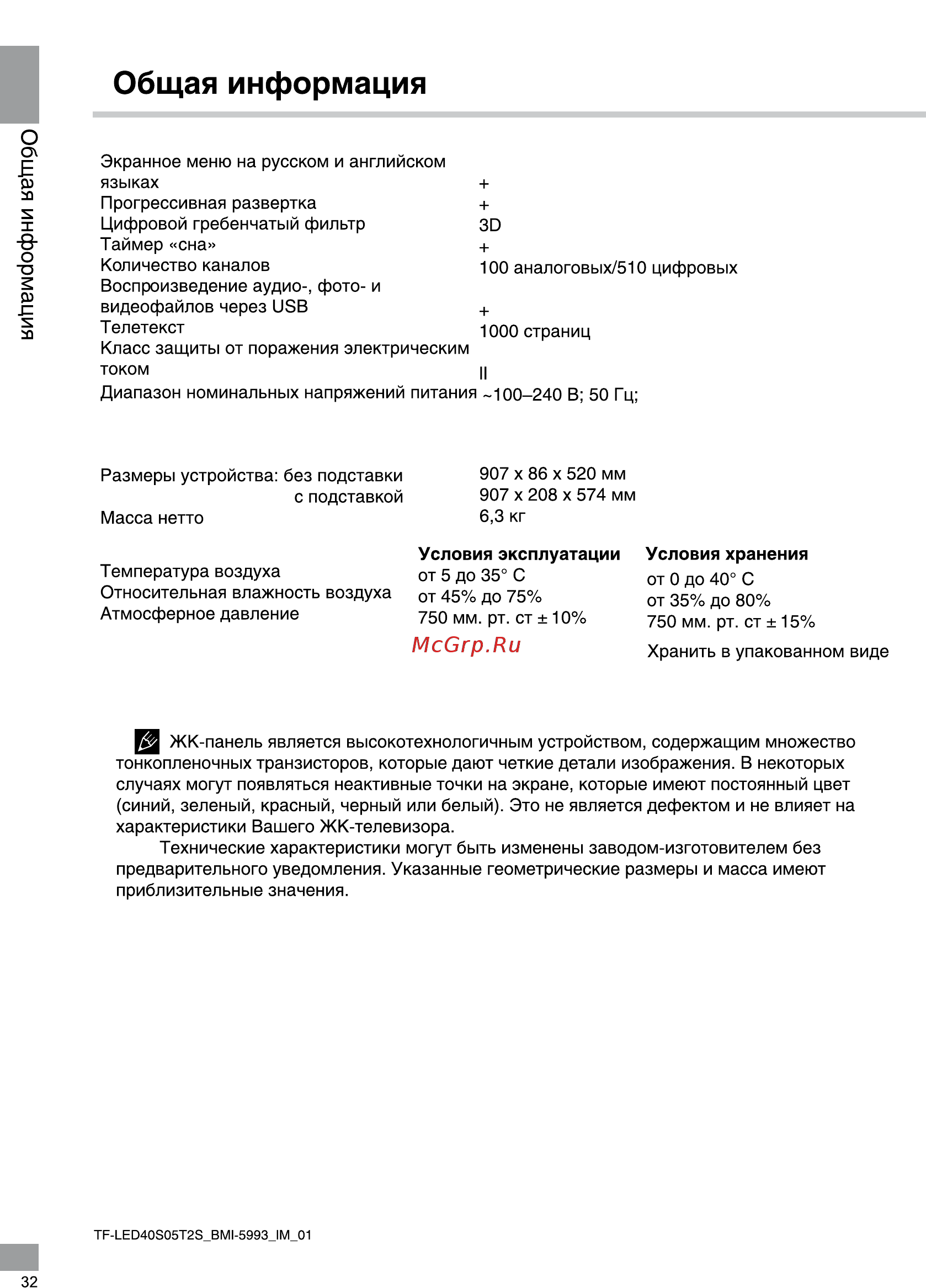 Telefunken TF-LED40S05T2S [32/40] Общая информация