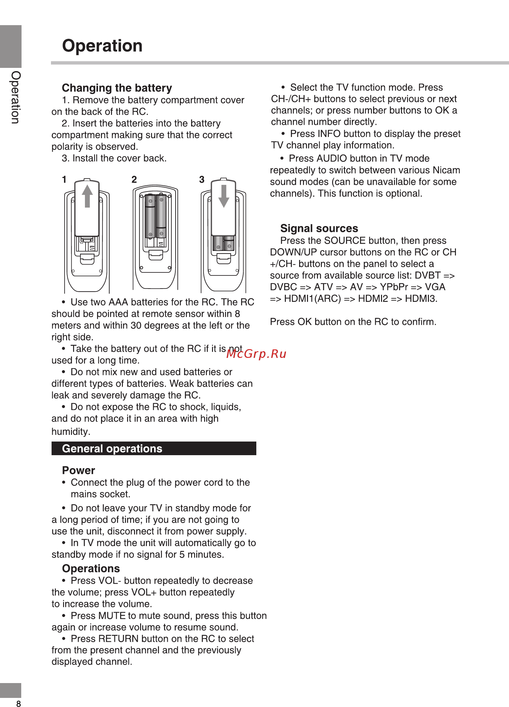 Telefunken TF-LED40S05T2S [8/40] Operation