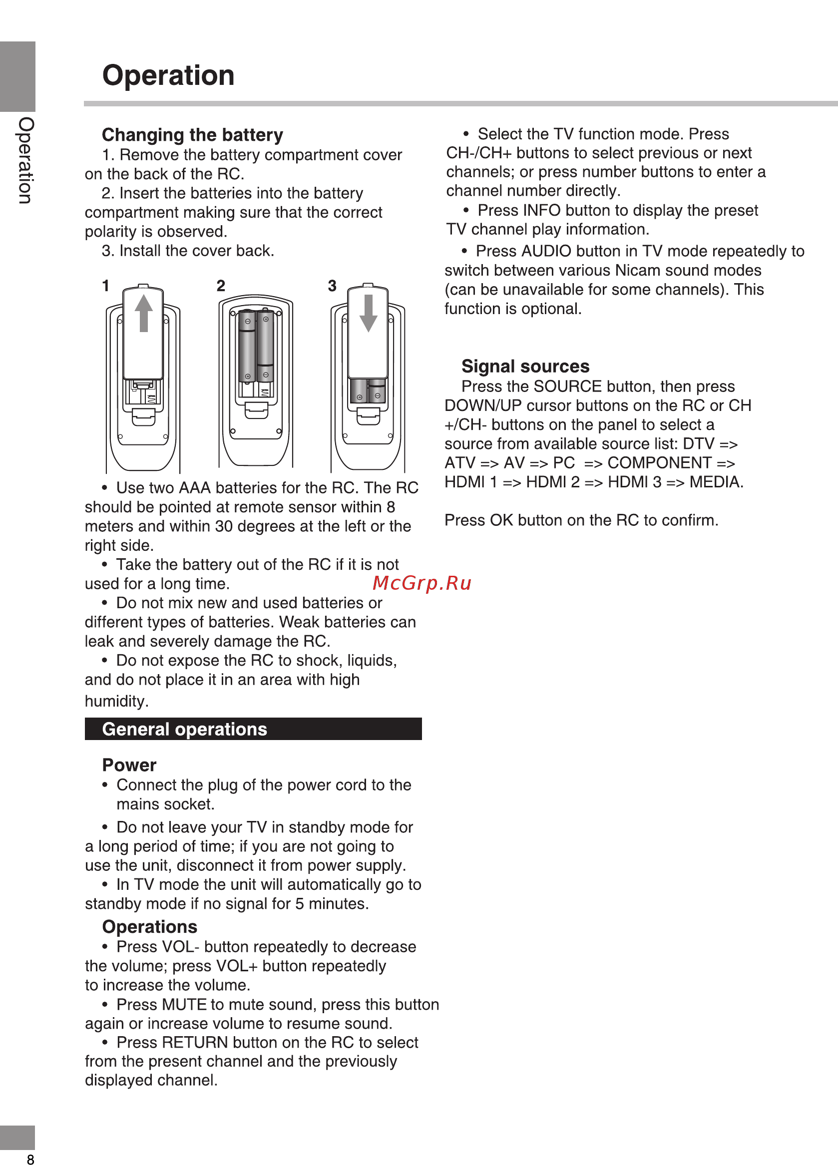 Telefunken TF-LED40S03T2 [8/40] Operation