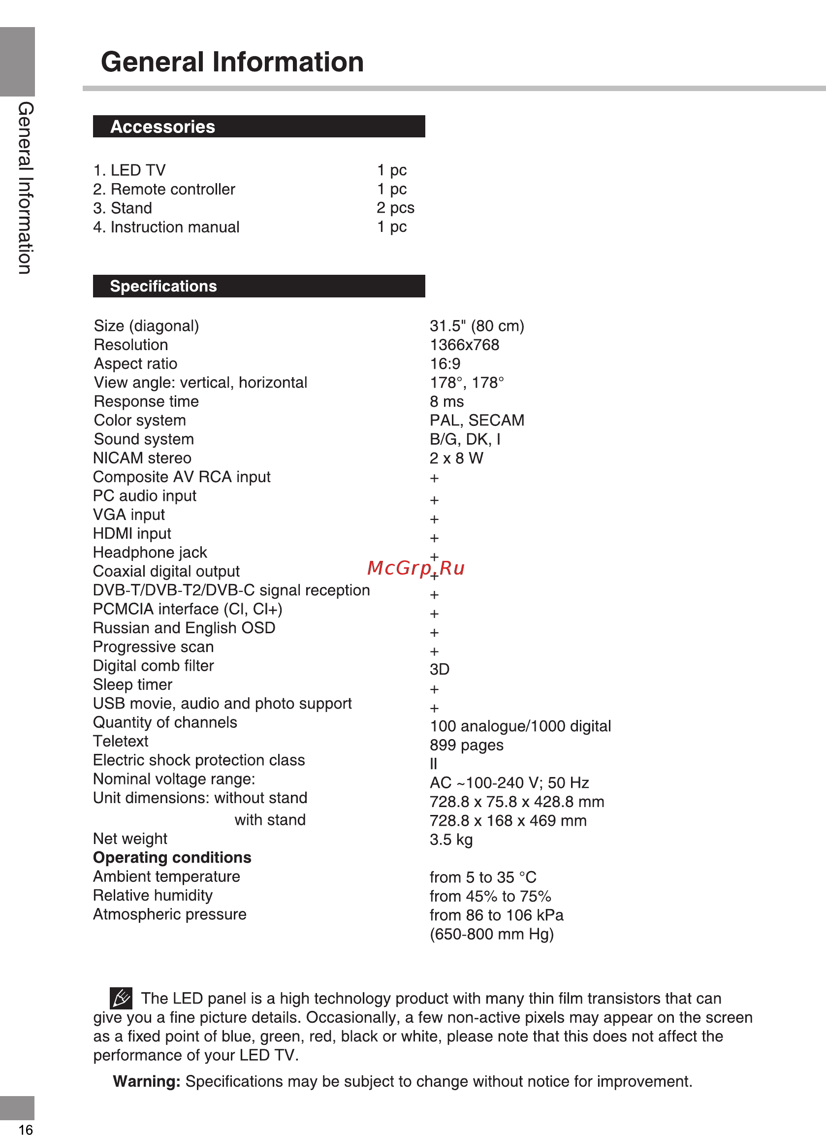 Telefunken TF-LED32S36T2 [16/40] General information