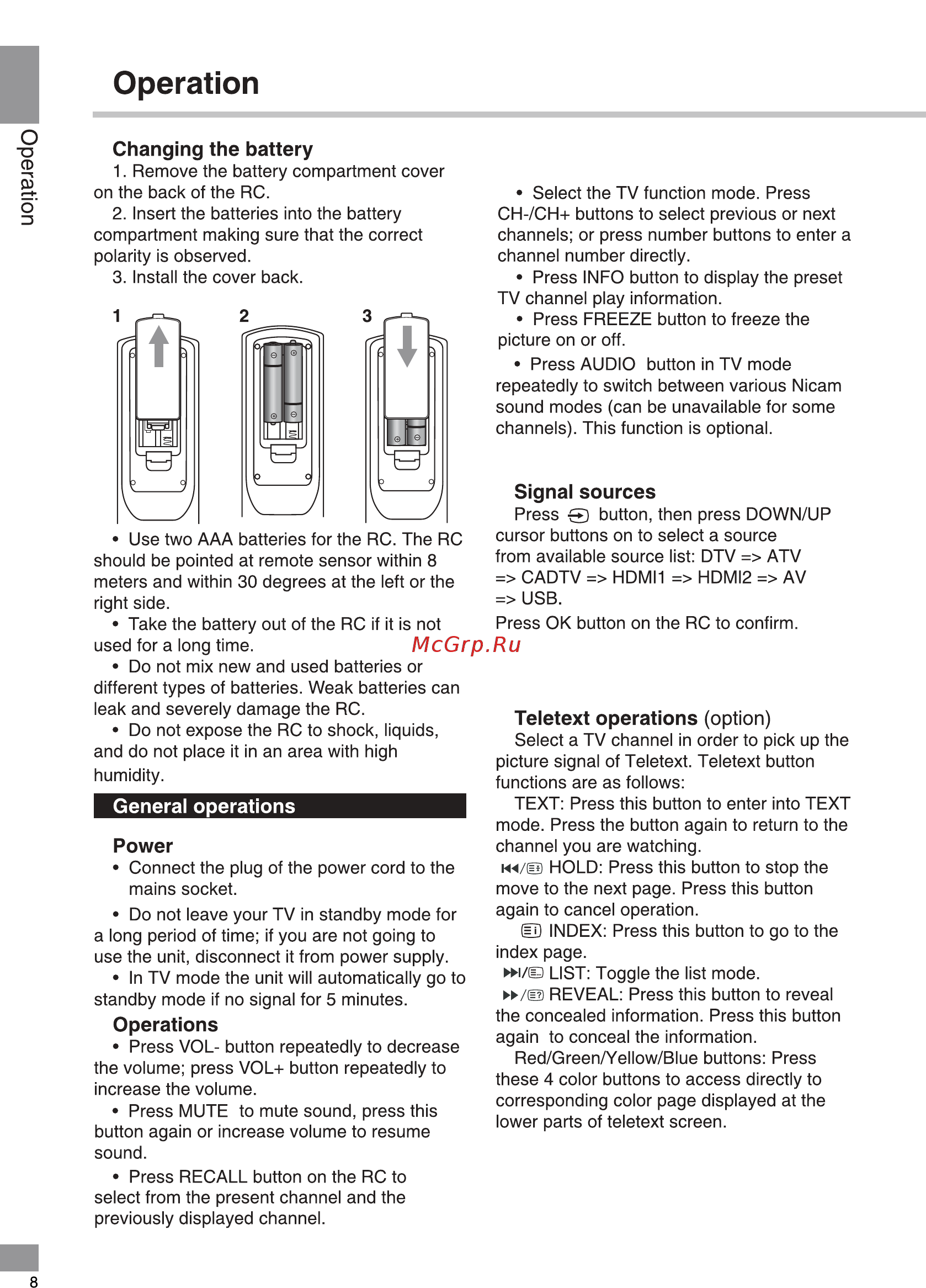 Telefunken TF-LED32S95T2 [8/40] Operation