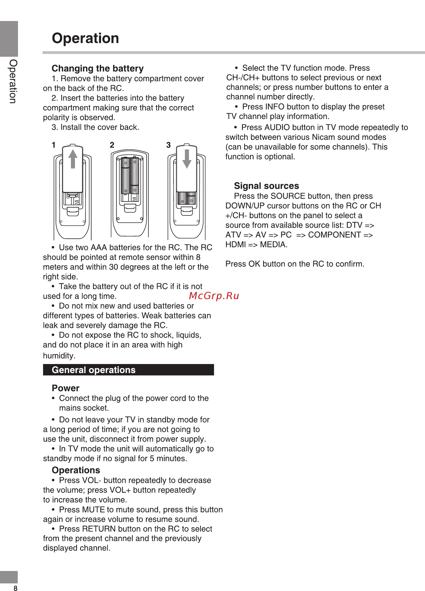 Telefunken TF-LED24S02T2 [8/40] Operation