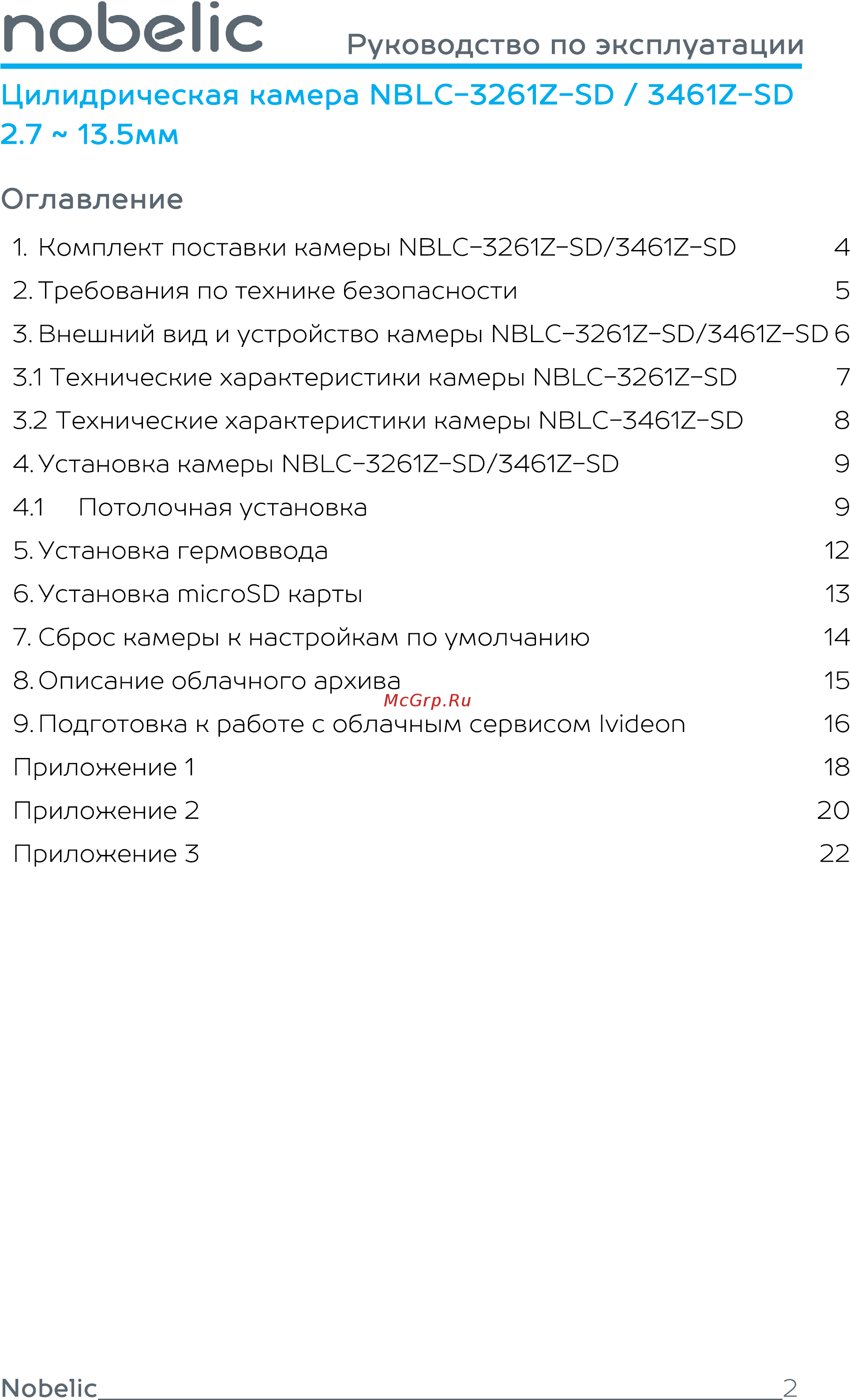 Nobelic NBLC-3261Z-SD [2/22] Руководство по эксплуатации