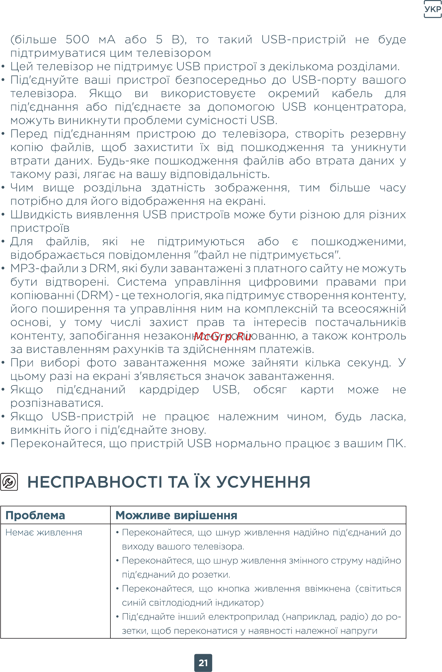 ERGO 32DH3004 [21/76] Несправност1 та ix усунення