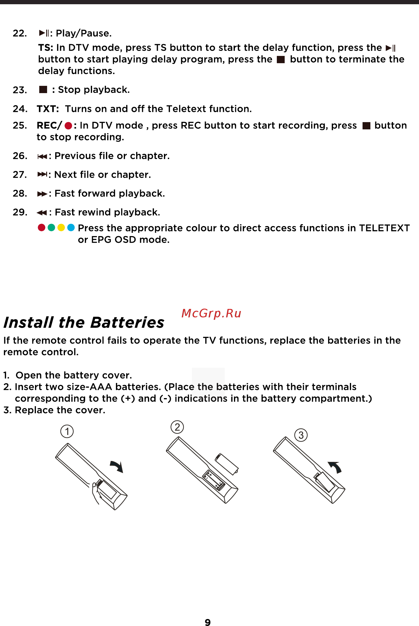 ERGO LE40CT5530AK [73/94] Install the batteries
