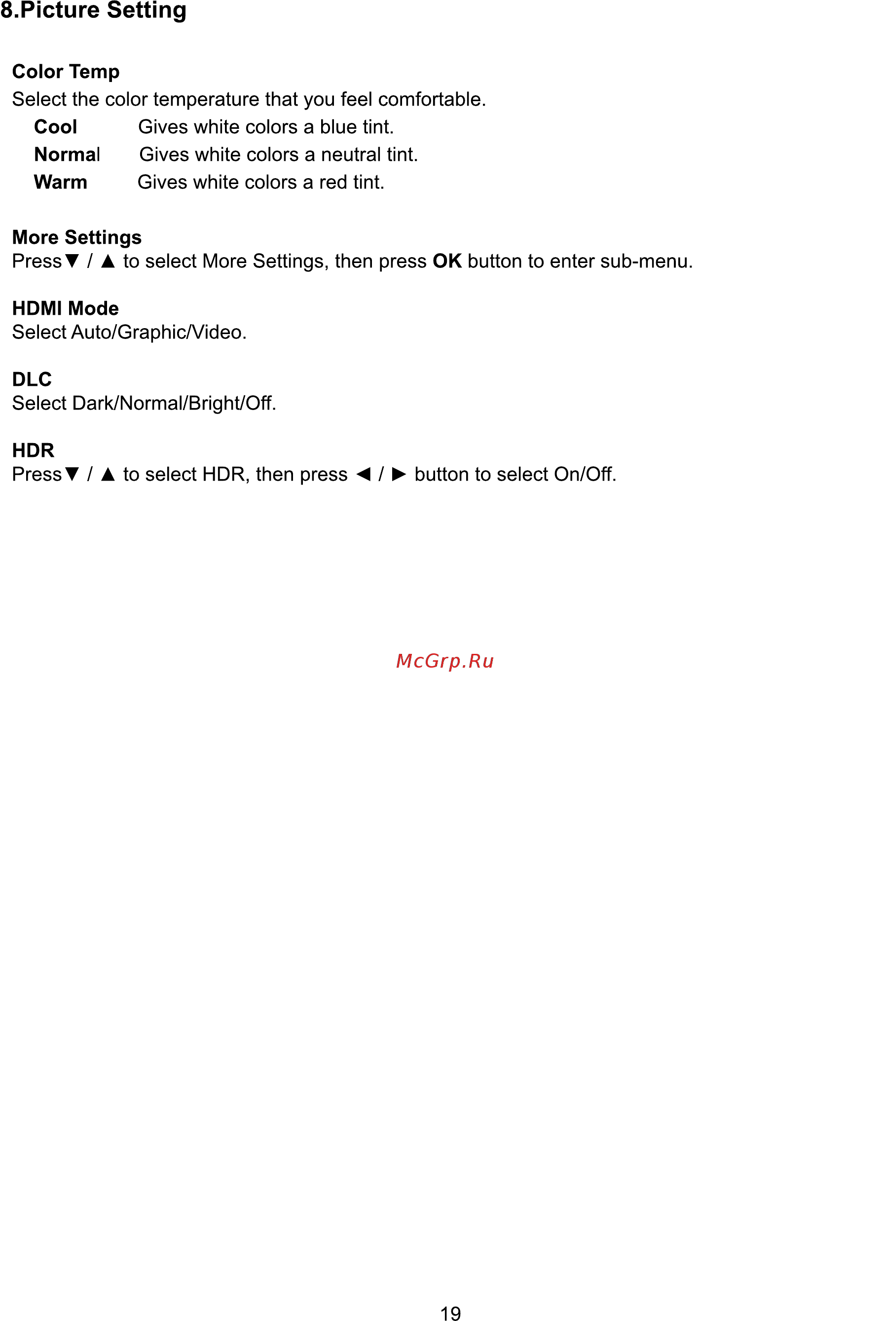 ERGO LE43CU6530AK [93/110] Picture setting