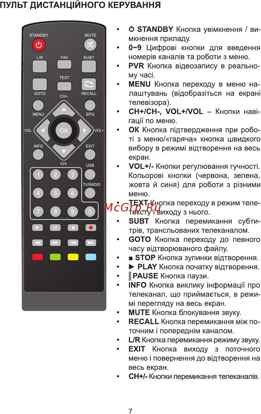 ERGO DVB-T2 1001 [6/65] Пульт ди стан ц1й но го керування
