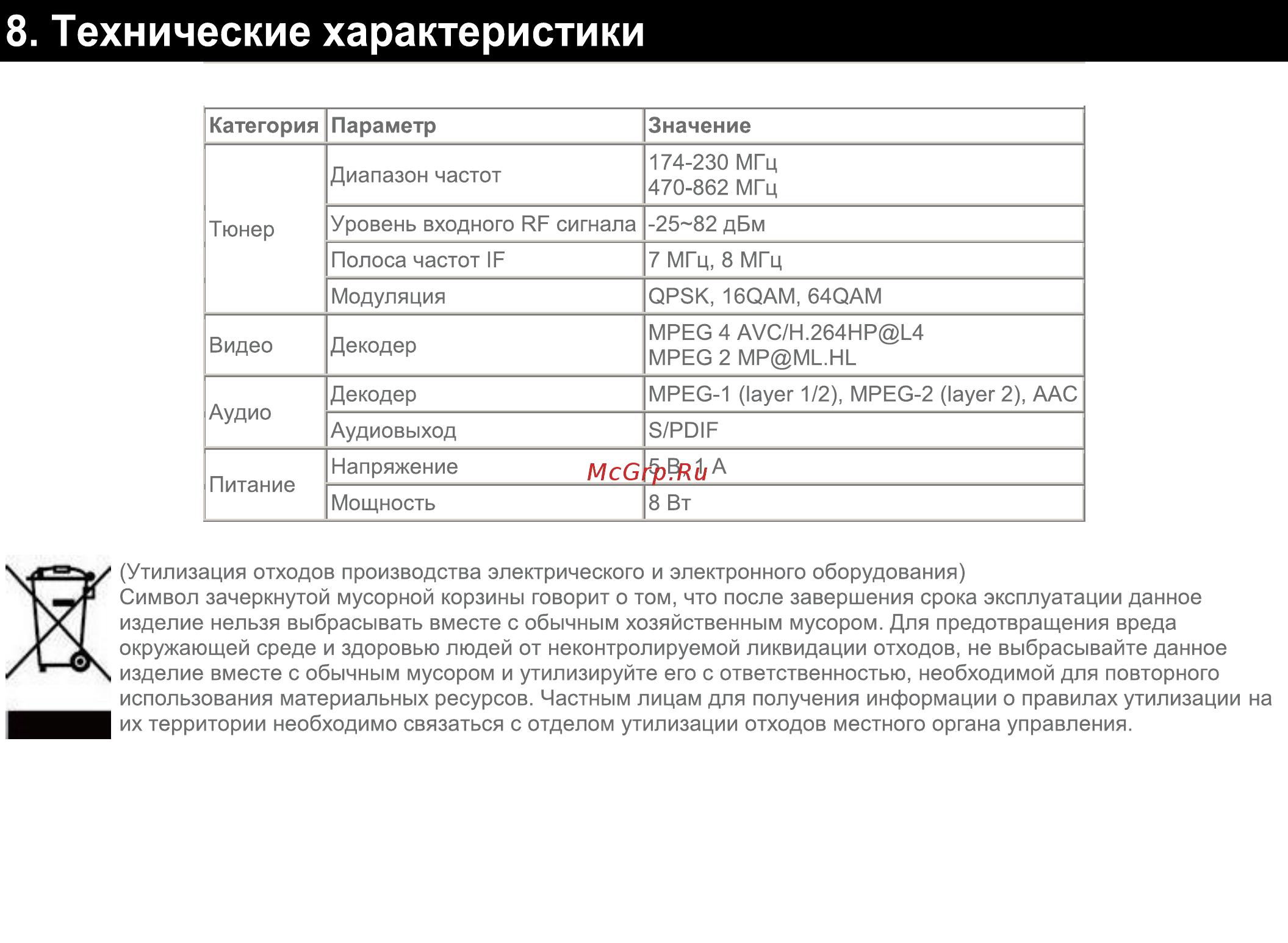 ERGO DVB-T2 1217 [19/19] Технические характеристики