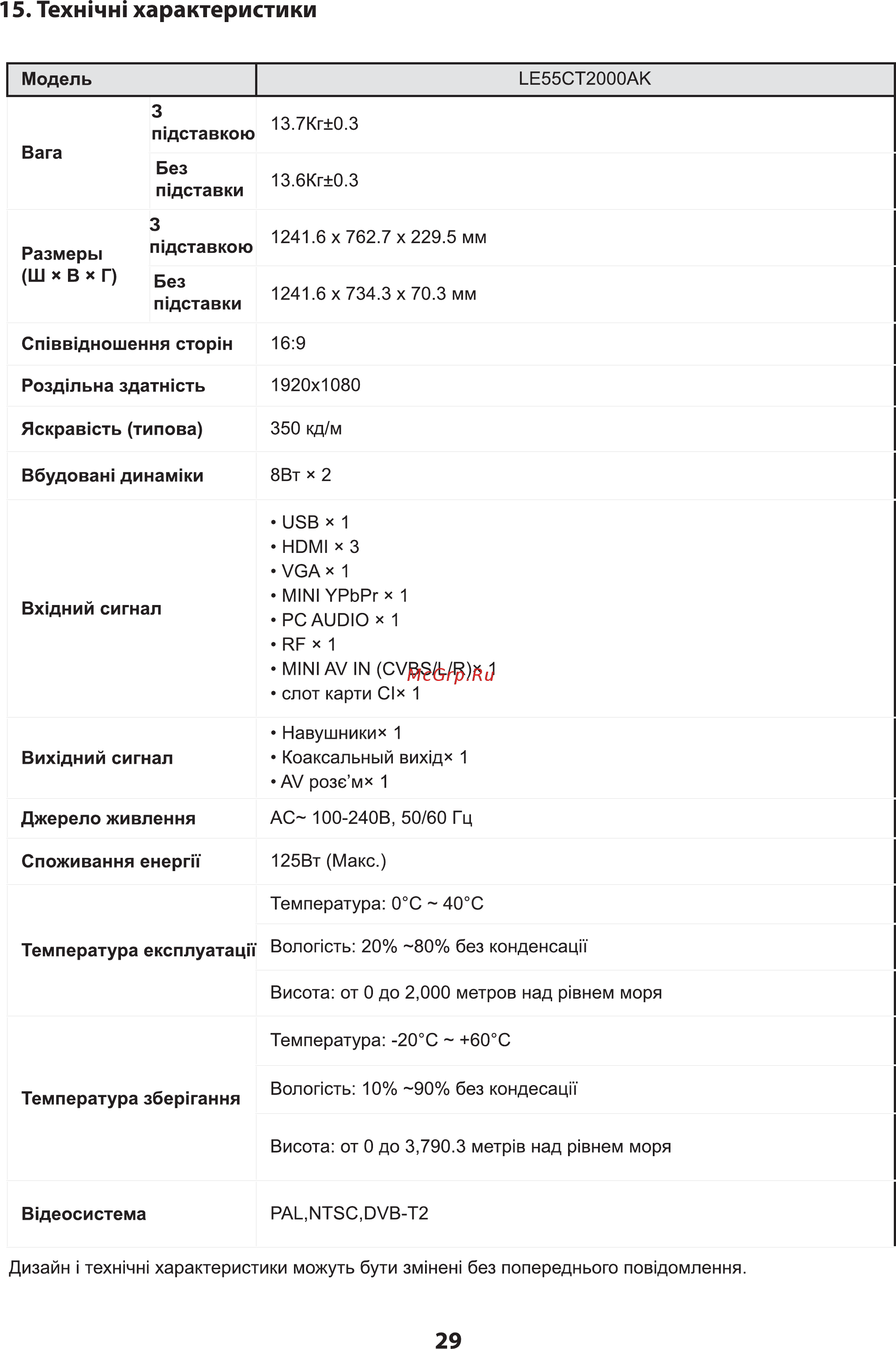 ERGO LE55CT2000AK [30/90] Texhímhí характеристики