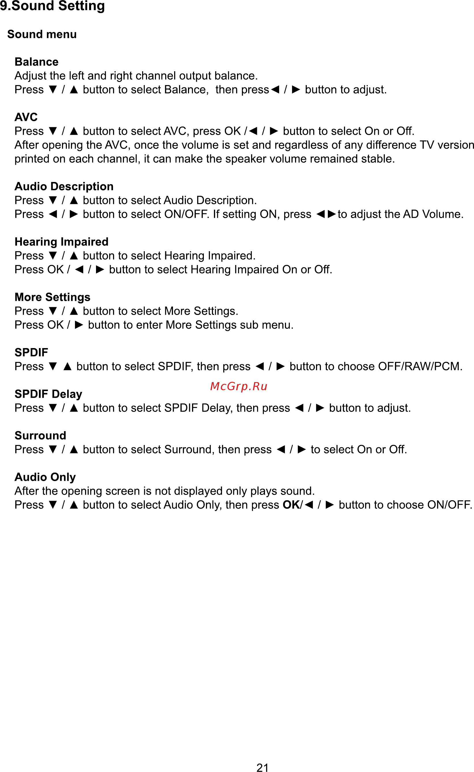 ERGO LE49CU6520AK [95/110] Sound setting