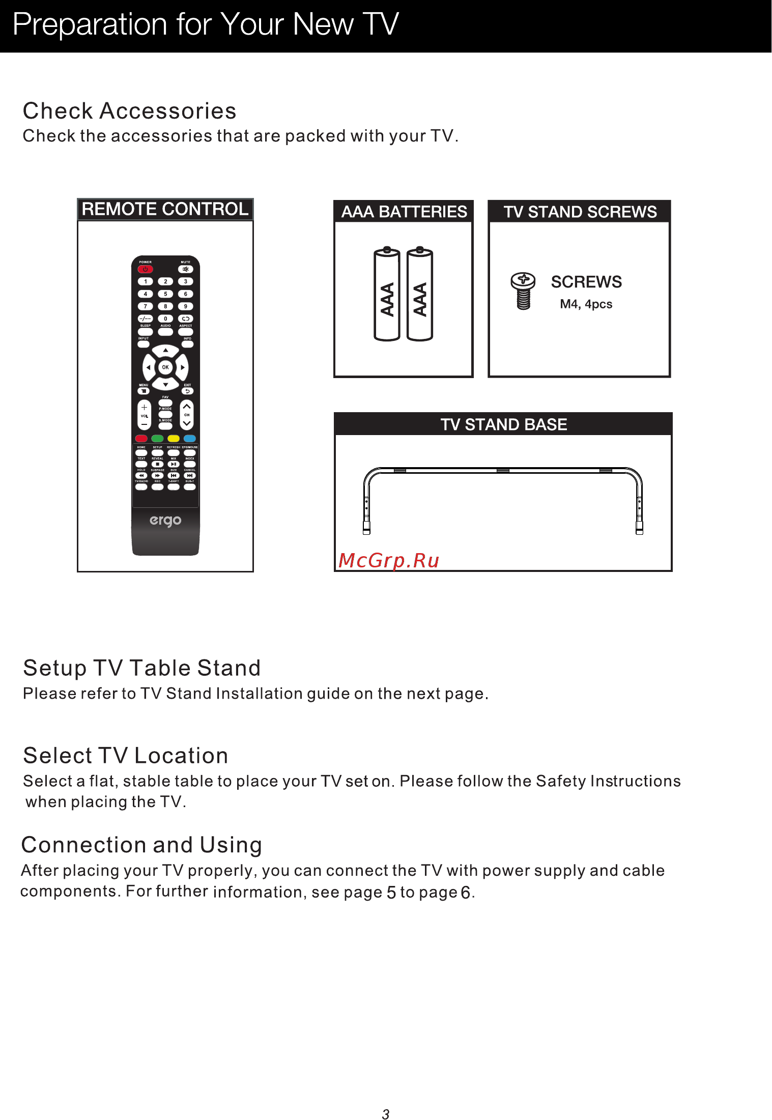 ERGO LE43CU6500AK [5/86] Preparation for your new tv