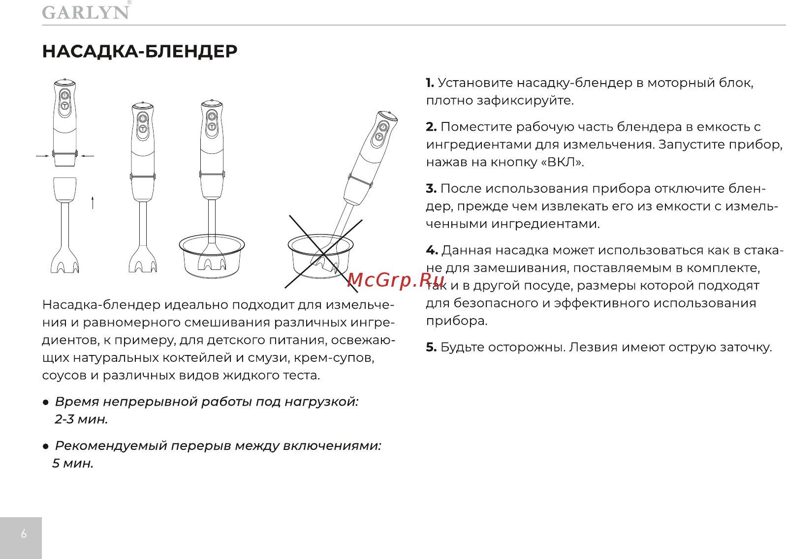 Garlyn HB-320 [7/21] Насадка блендер