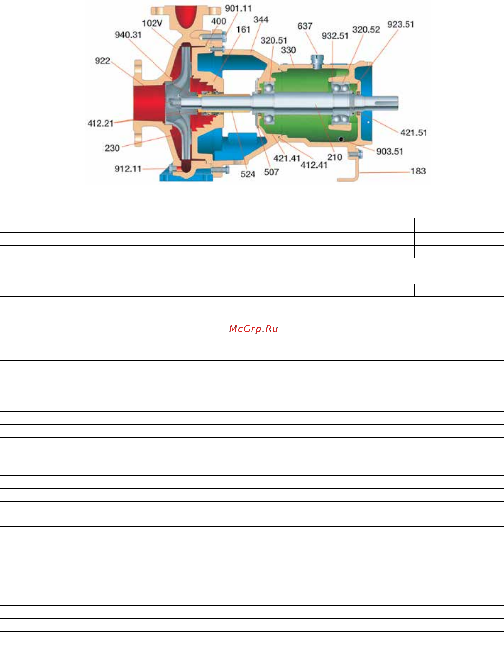 Lowara LSN 2 - 125-100-250 [8/12] Part and material list