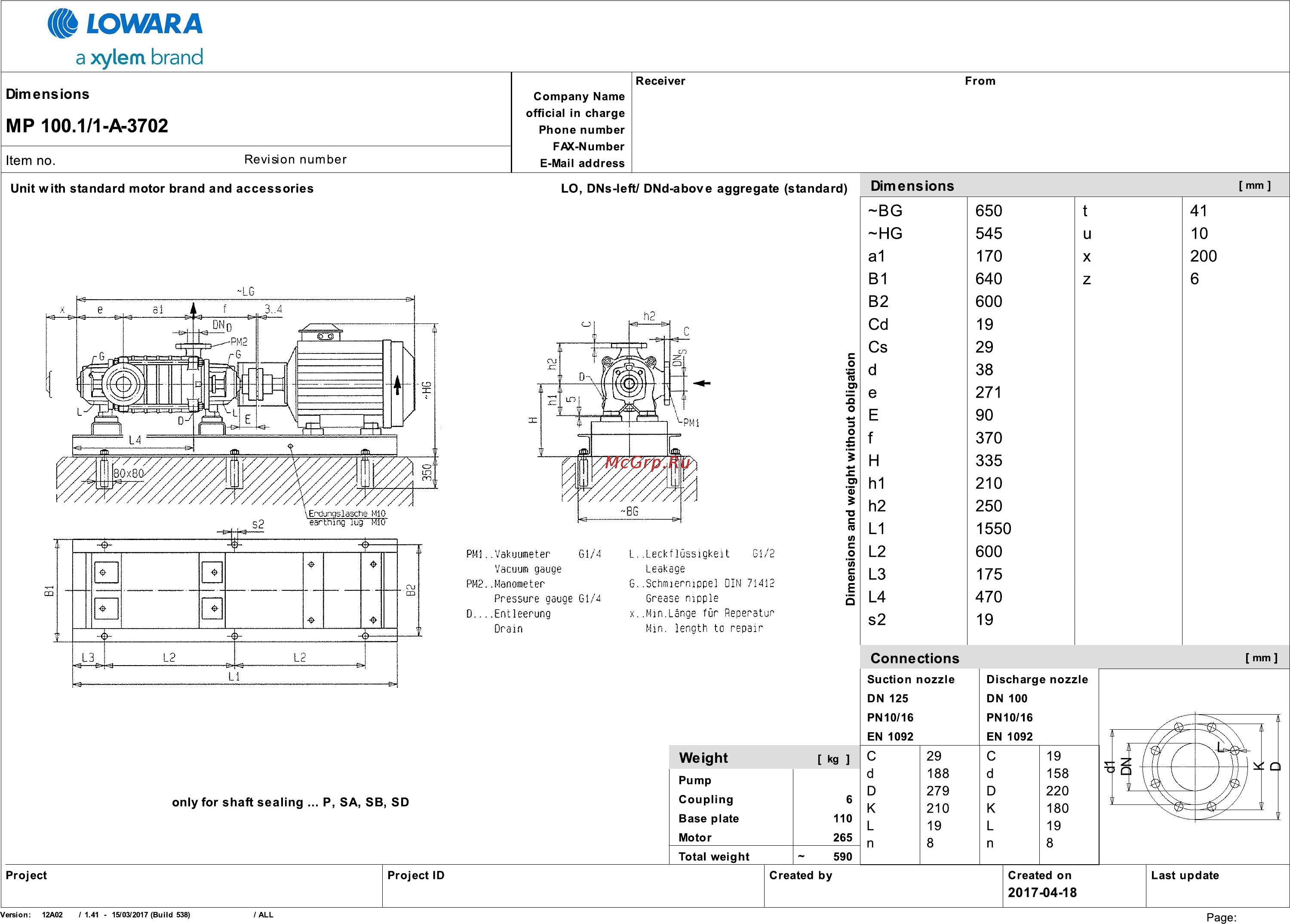 Lowara MP125.2/1-A-9002 [3/3] Mp 100 1 a 3702