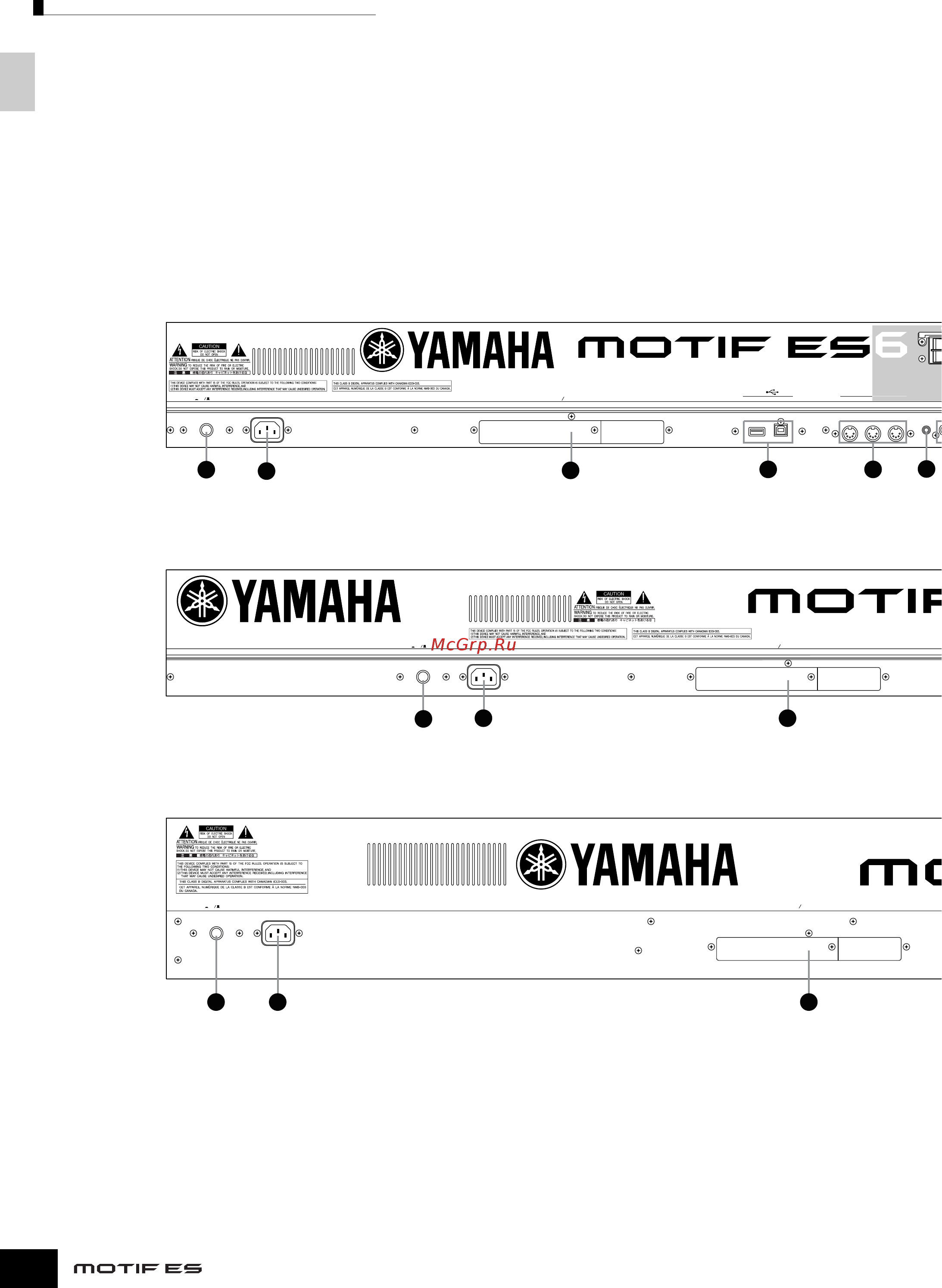 Yamaha MOTIF-ES 7 [22/188] Задняя панель