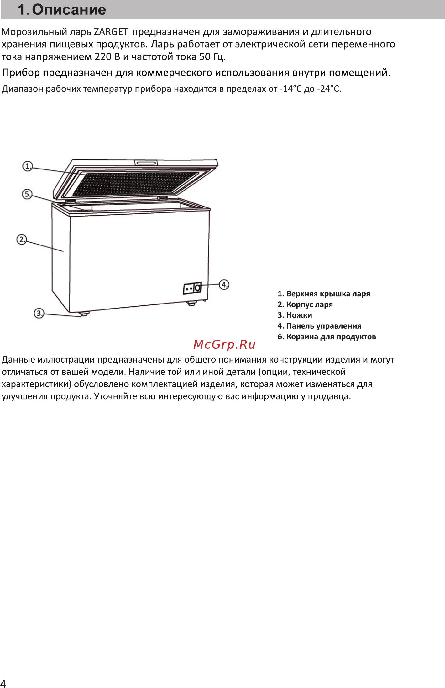 Zarget ZCF 210W [4/15] Диапазон рабочих температур прибора находится в пределах от 14 с до 24 с