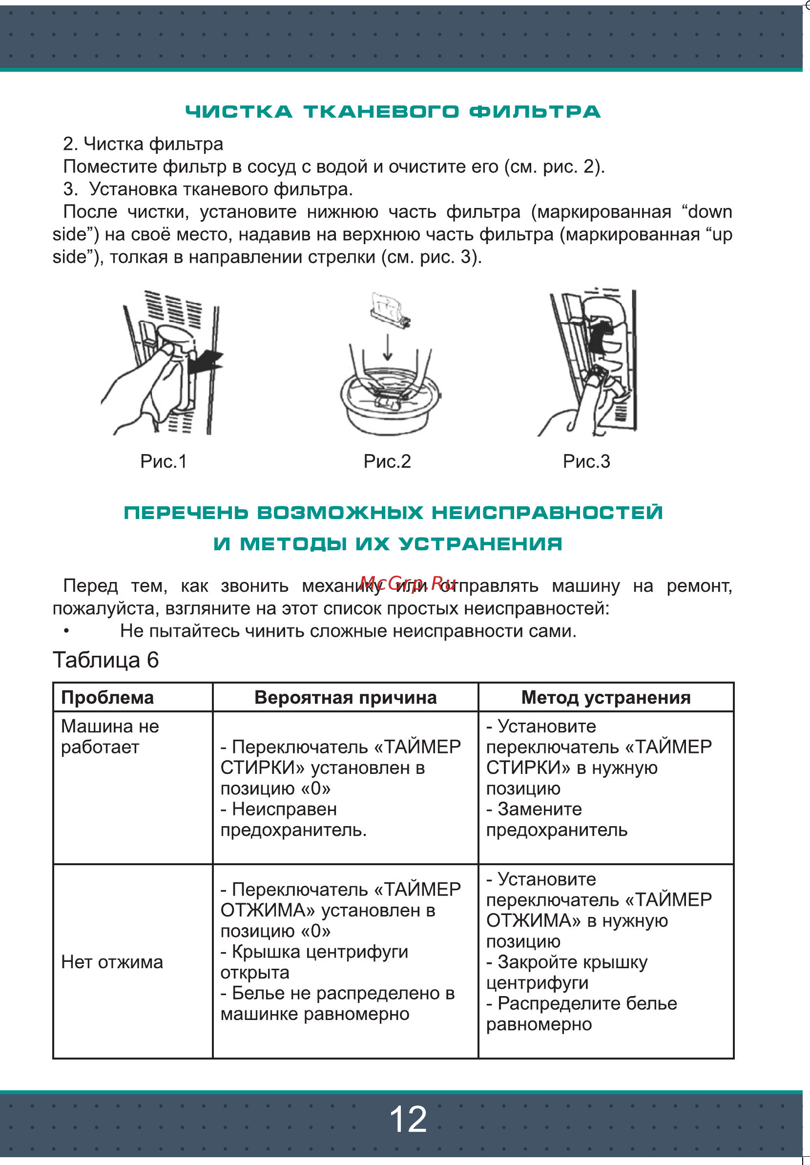 Zarget ZWM 68ST [12/16] Таблица 6