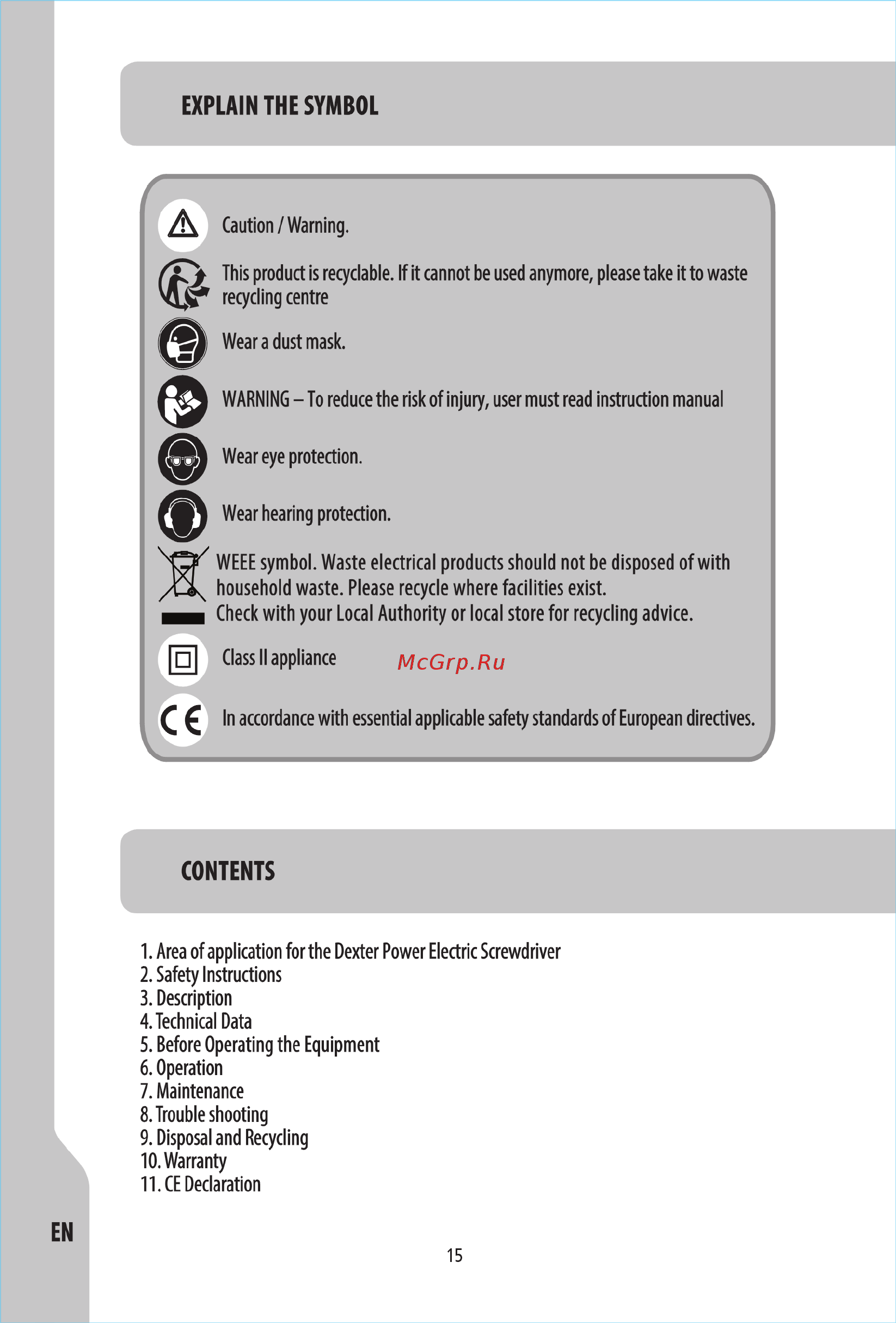 Dexter Power J1Z-HW09-10 [18/32] Contents