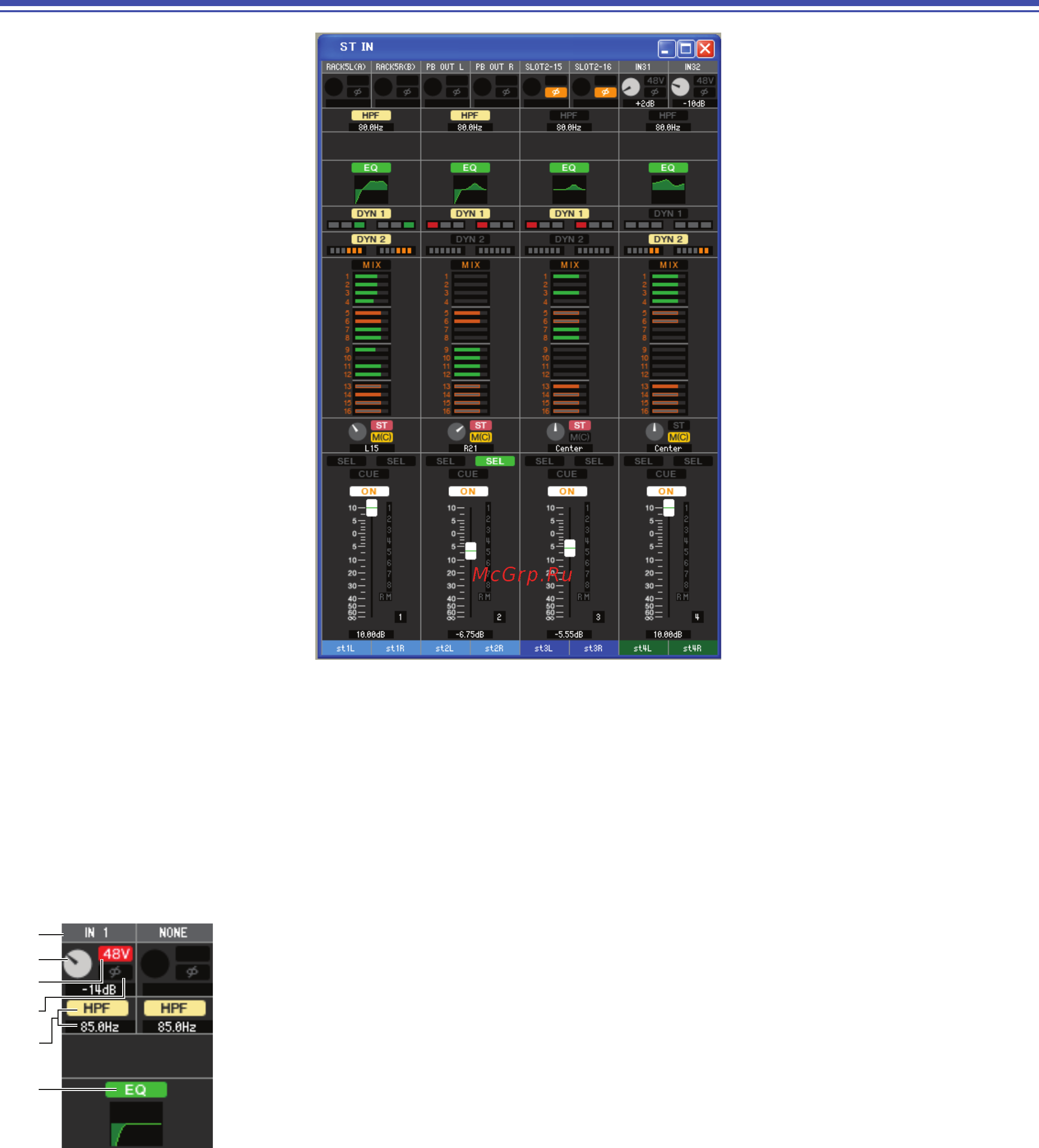 Yamaha LS9-32 [16/79] Окно st in стереофонические входы