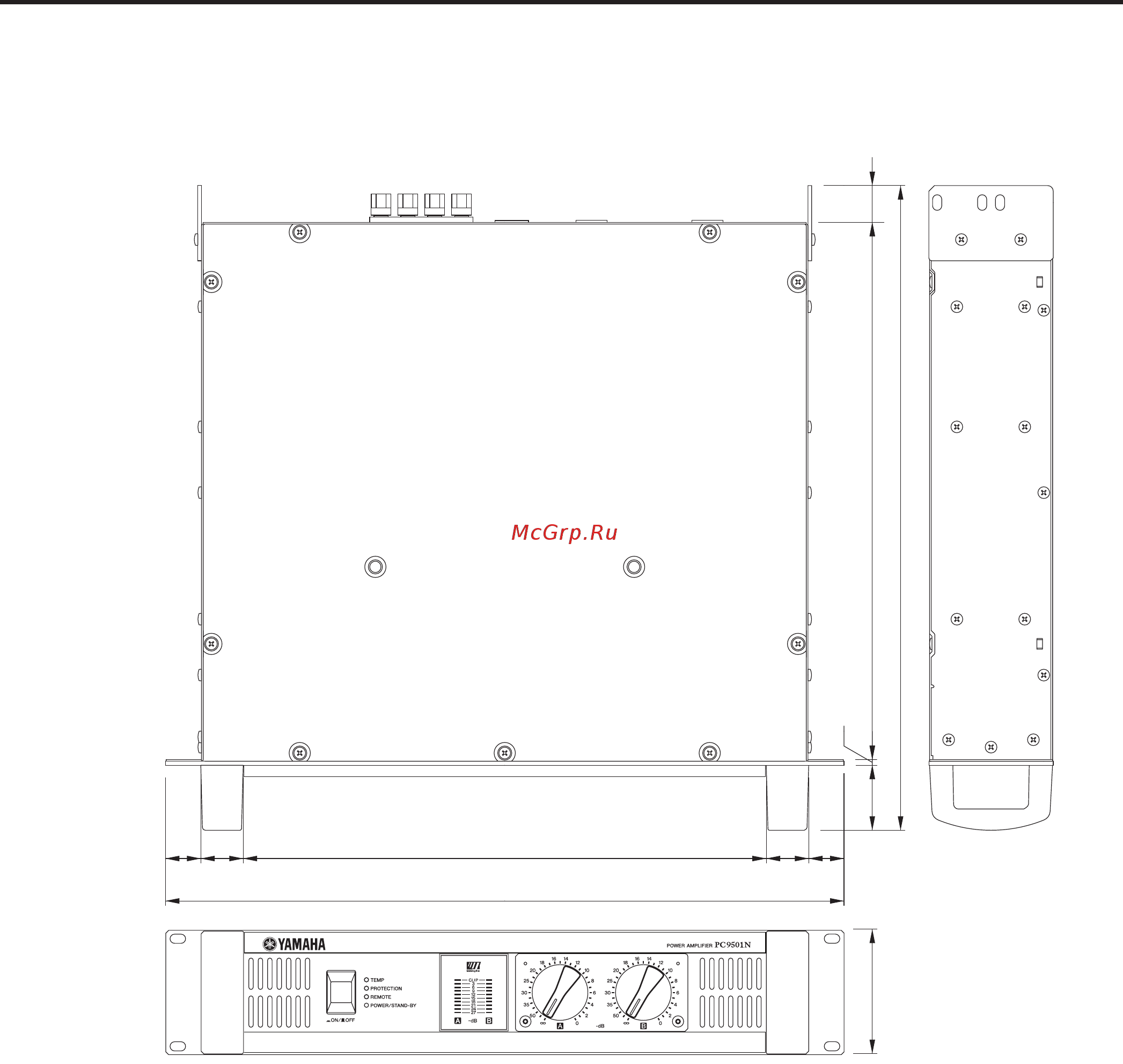 Yamaha PC6501N [12/14] Габаритные размеры