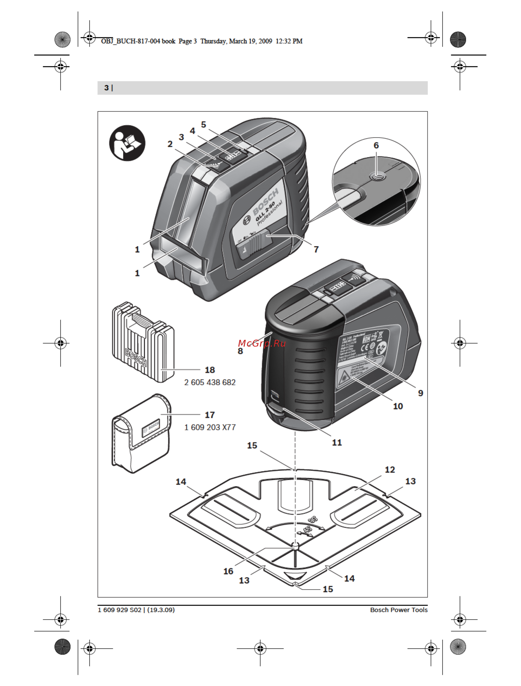Bosch GLL 2-50 (0601063105) Инструкция по эксплуатации онлайн [3/26] 499283