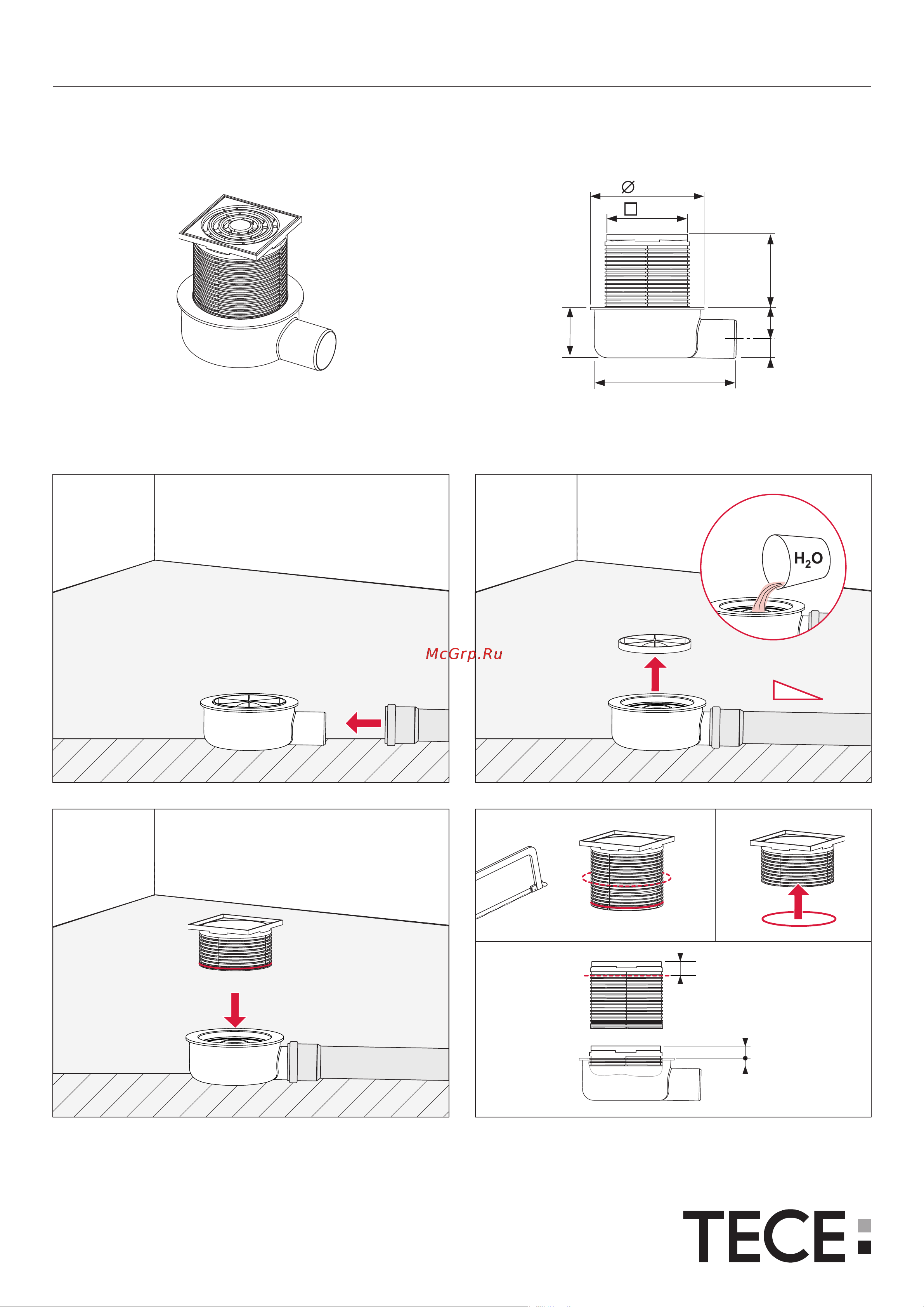Tece TECEdrainpoint S50 (3601050) Инструкция по эксплуатации онлайн