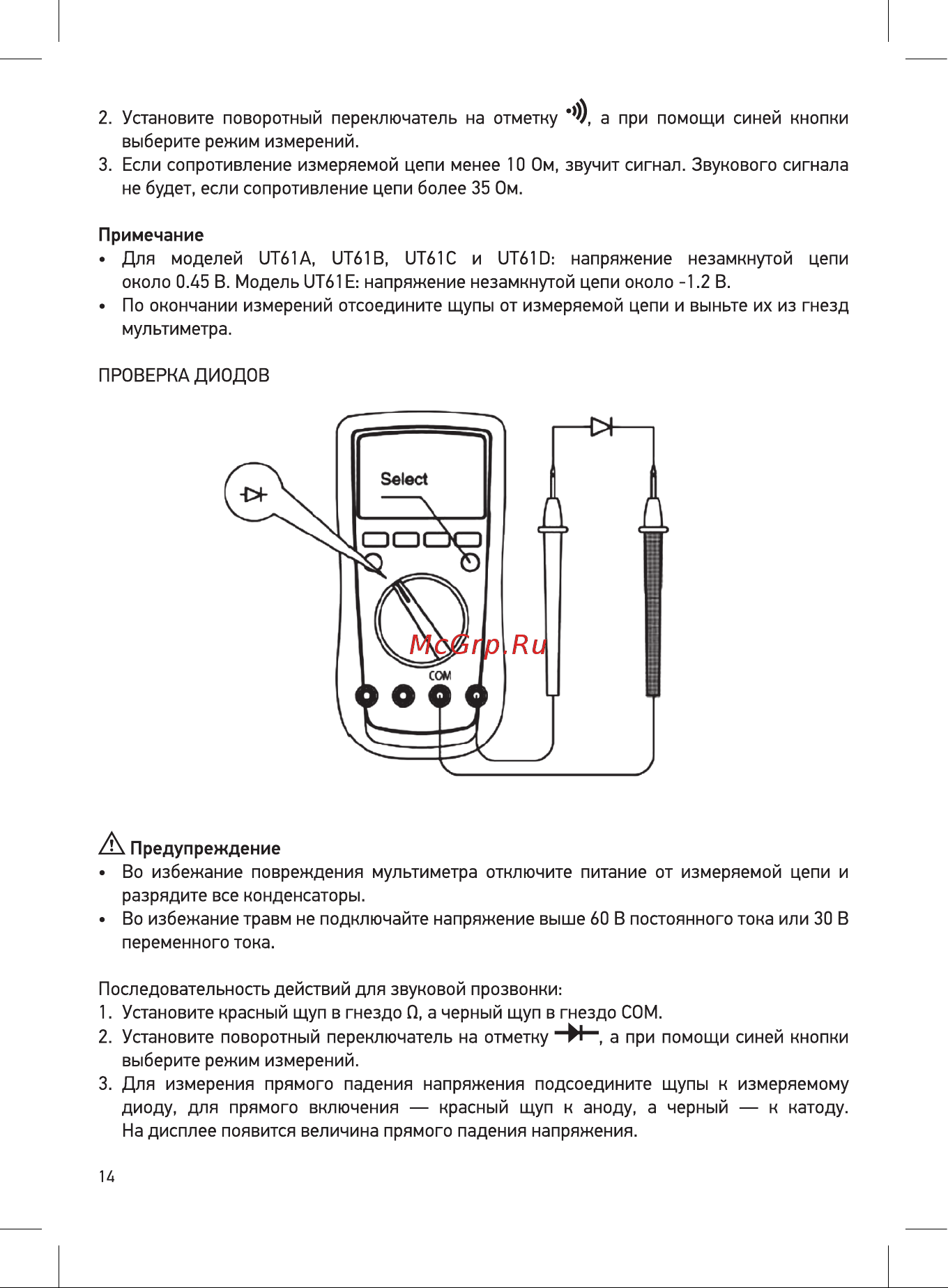 Unit UT61D (13-0047) Инструкция по эксплуатации онлайн [14/32] 499395
