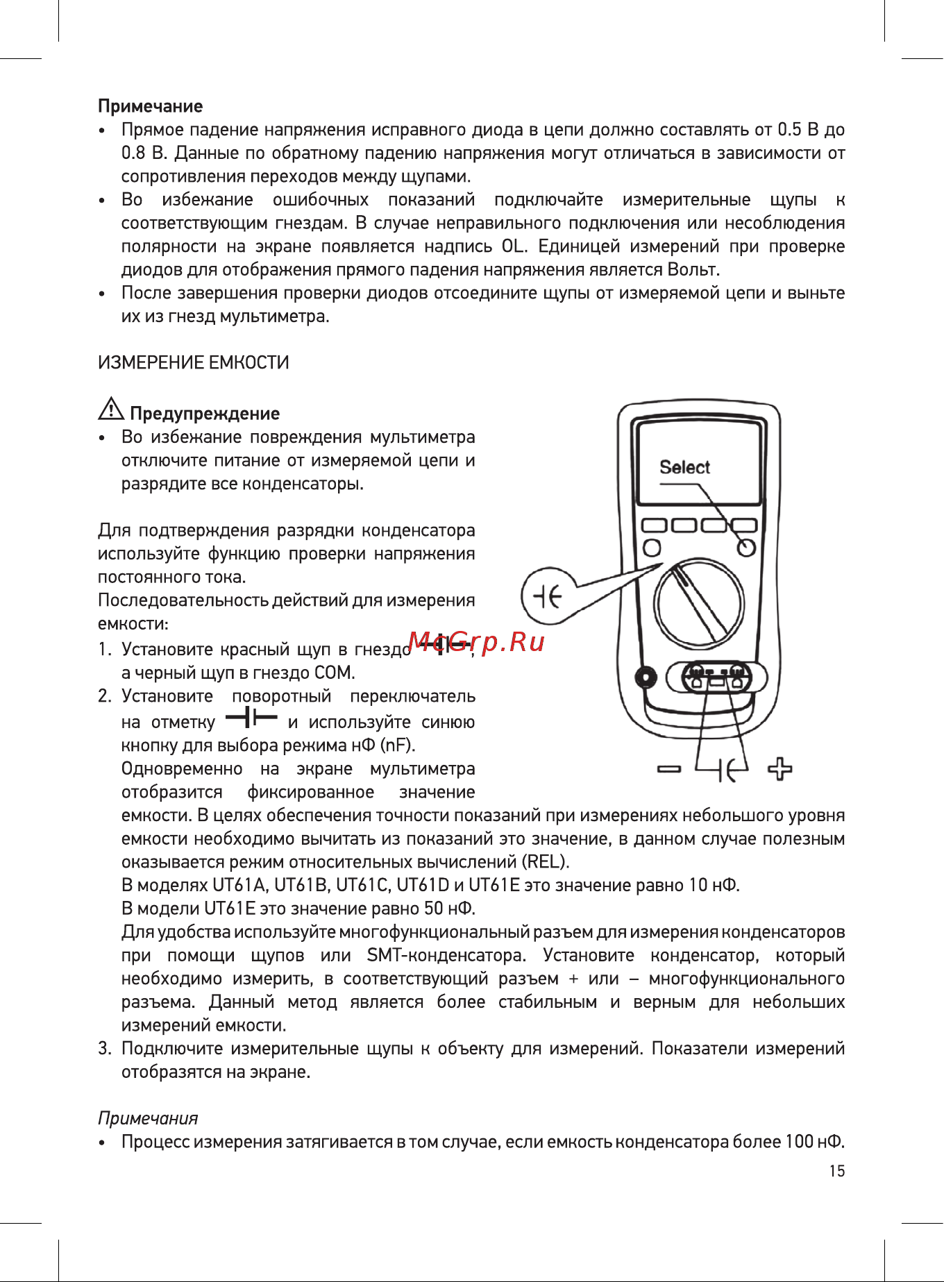Unit UT61D (13-0047) Инструкция по эксплуатации онлайн [15/32] 499395