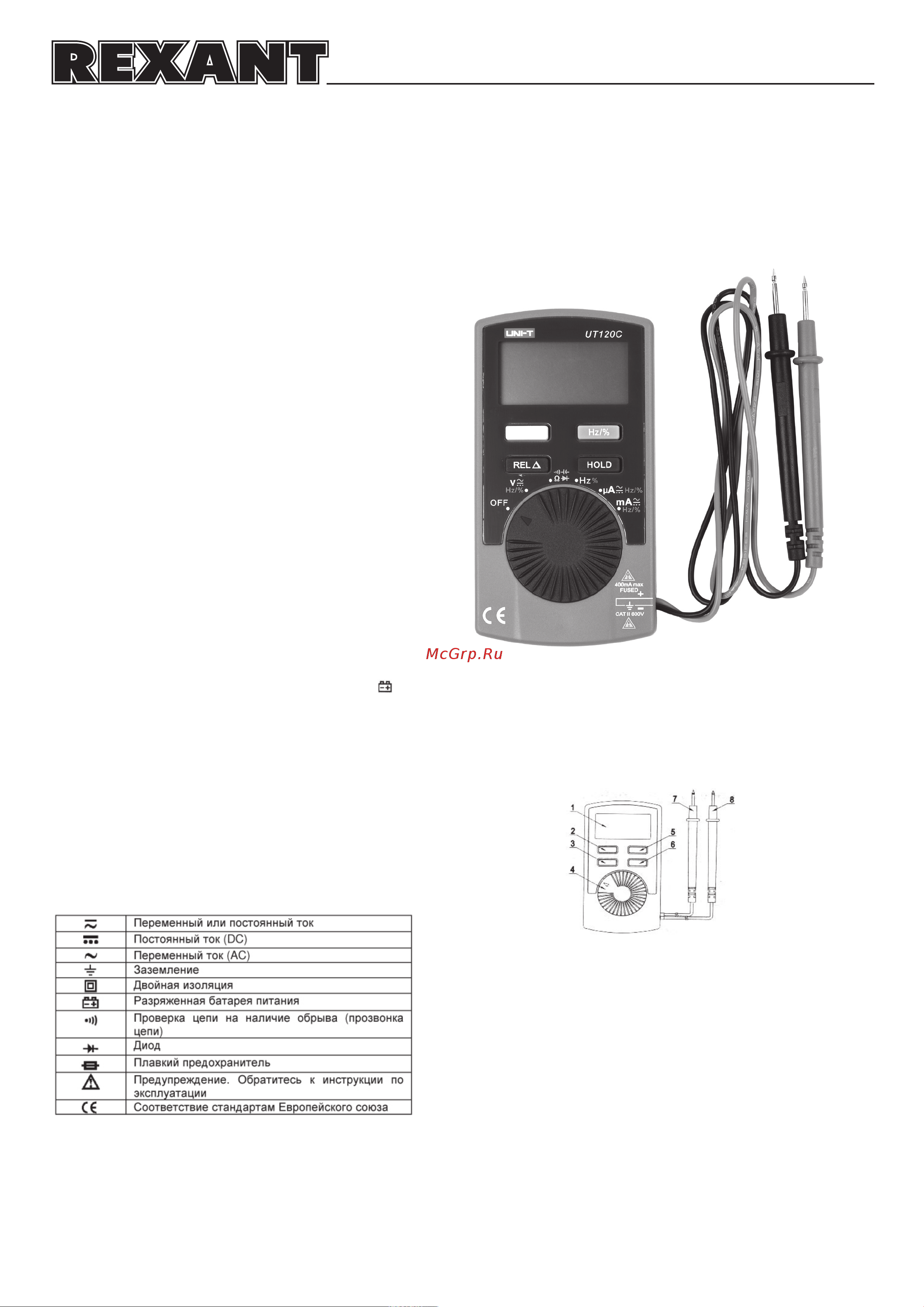 Unit UT120C (13-0019) Инструкция по эксплуатации онлайн