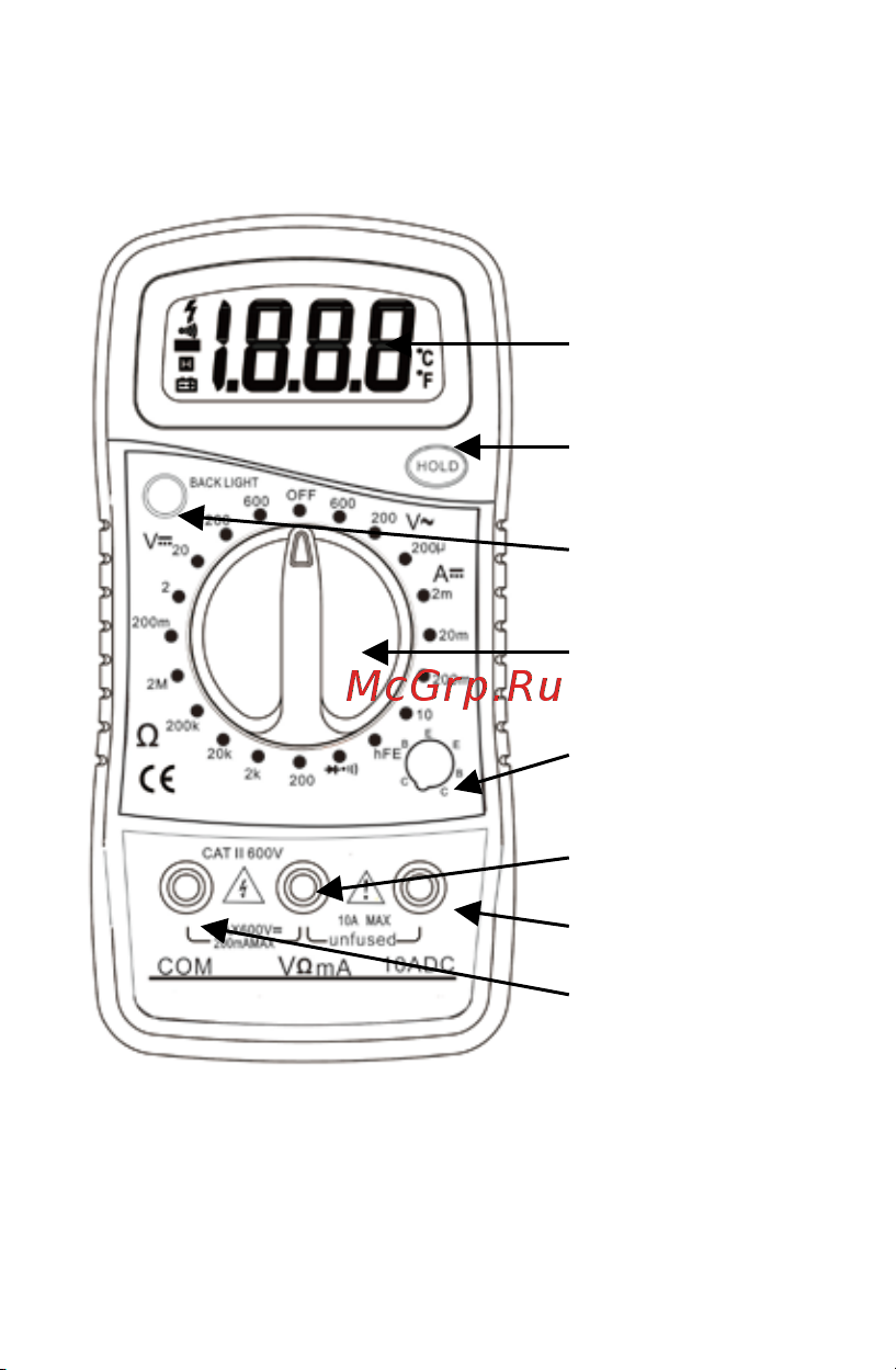 Proconnect MAS830L (DT850L) карманный [5/11] Элементы лицевой панели прибора