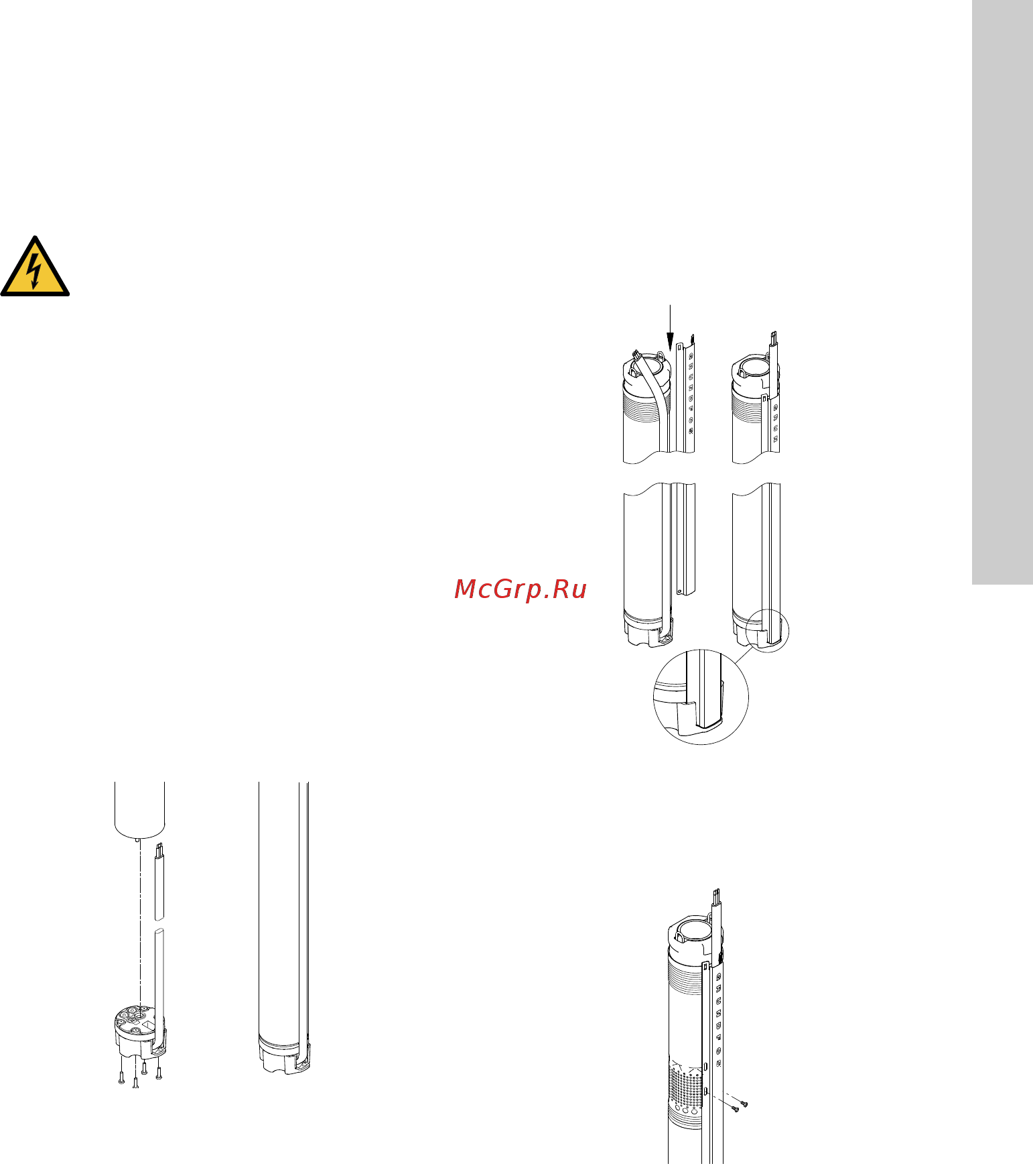 Grundfos SQE 3 - 95 (96510161) [101/420] Montaje de la clavija de cable en el motor