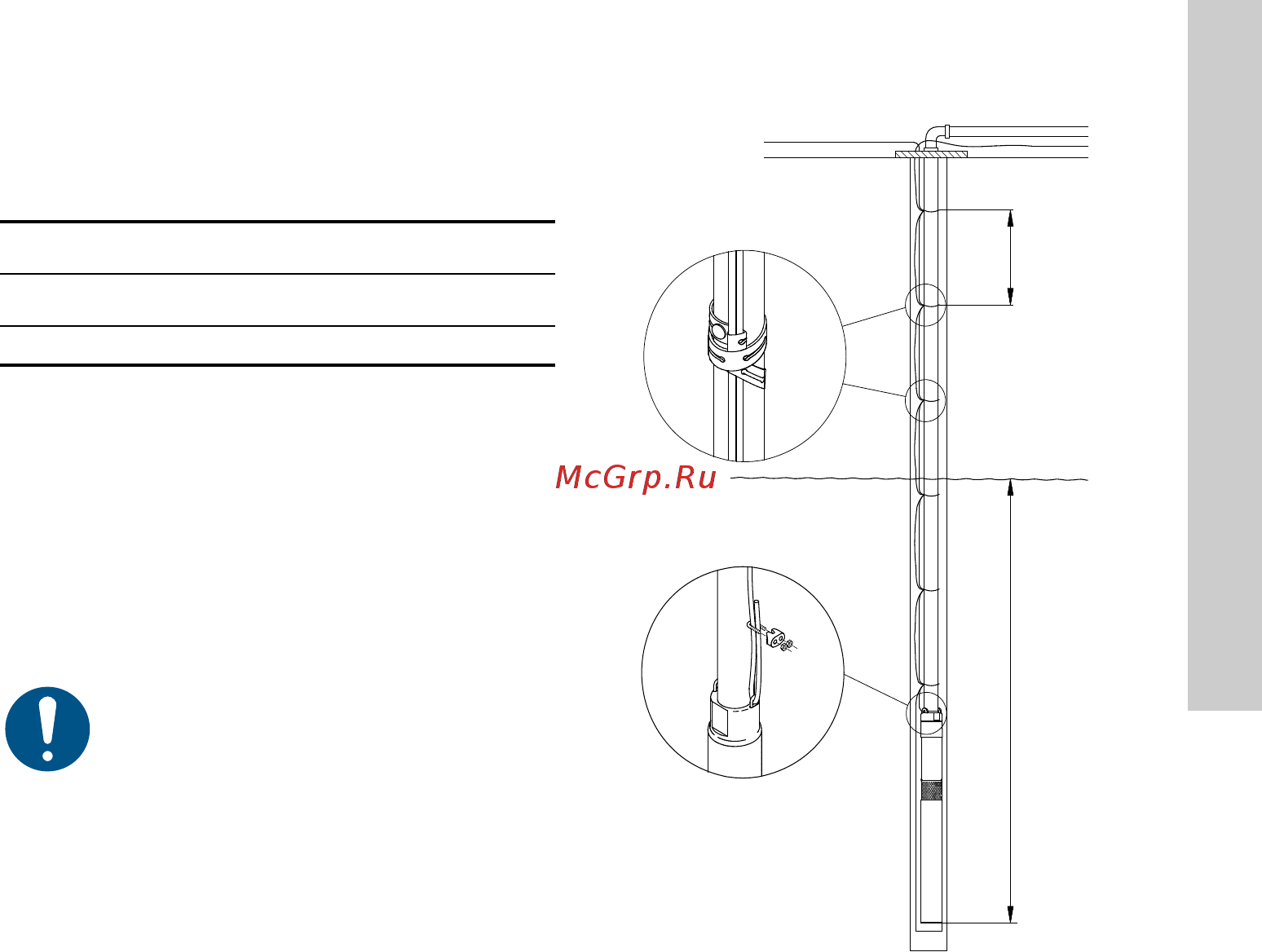 Grundfos SQE 2 - 85 (96510153) [13/420] Fitting the submersible drop cable
